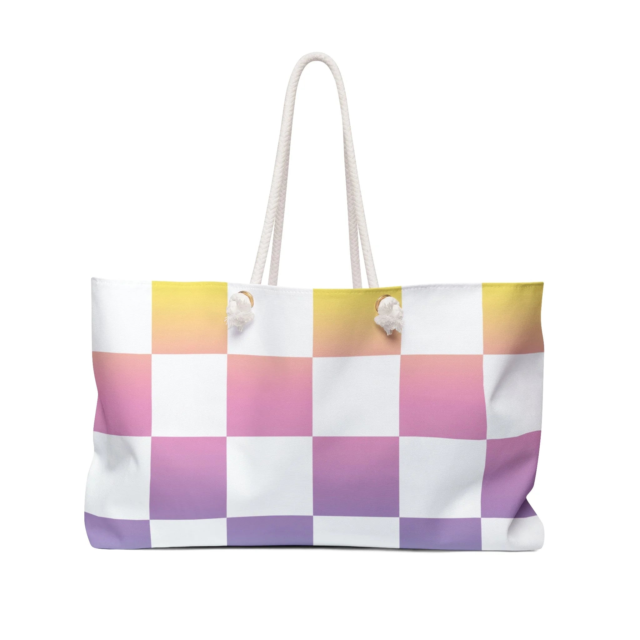 Pastel Checkerboard Oversized Weekender Tote, Artsulli - Art is Long, Life is Short, Bags, Size, 24" × 13", , , , , 18956770383861715187