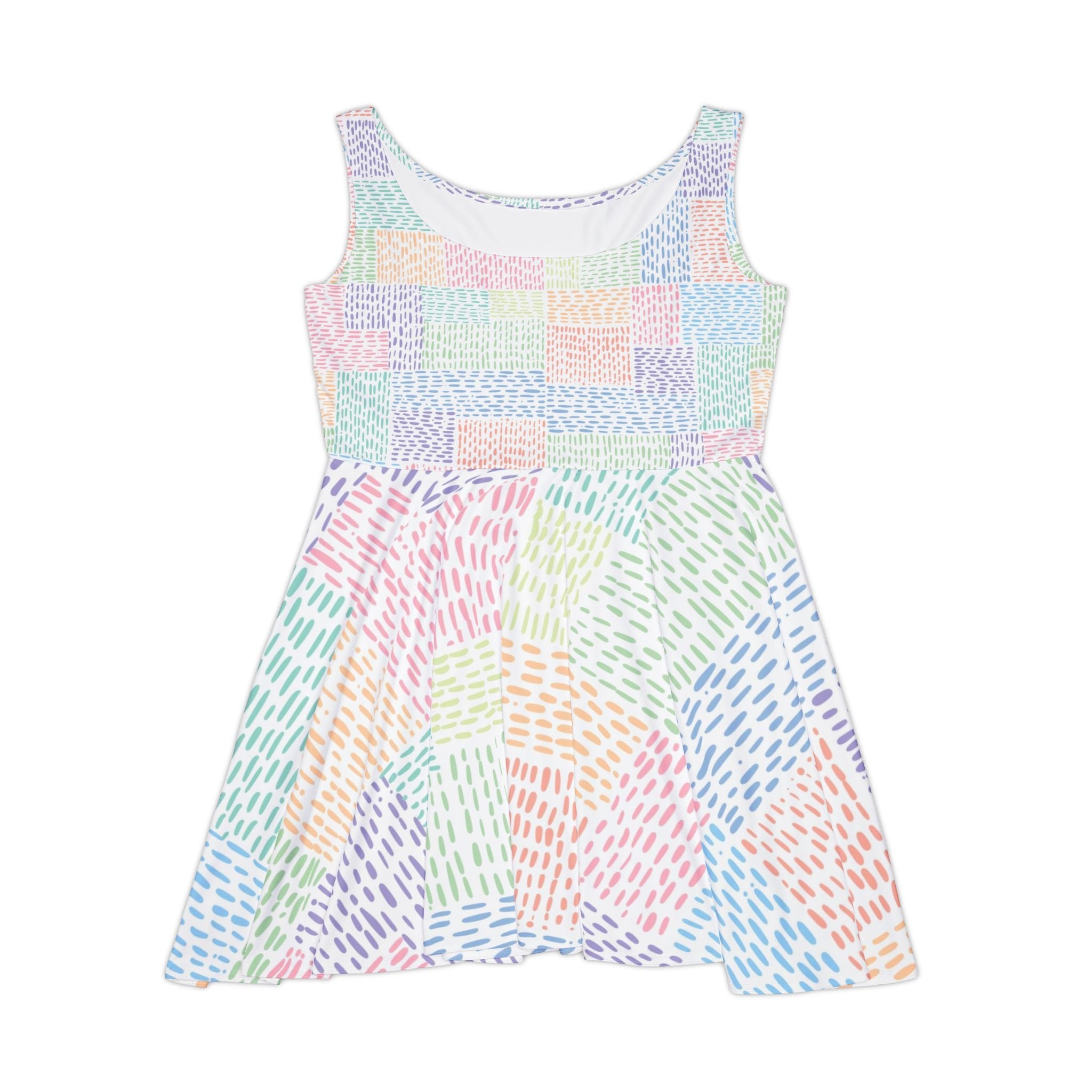 Pastel Dash Sleeveless Skater Dress, Artsulli - Art is Long, Life is Short, All Over Prints, Size, XS, , , , , 23472510992391081820