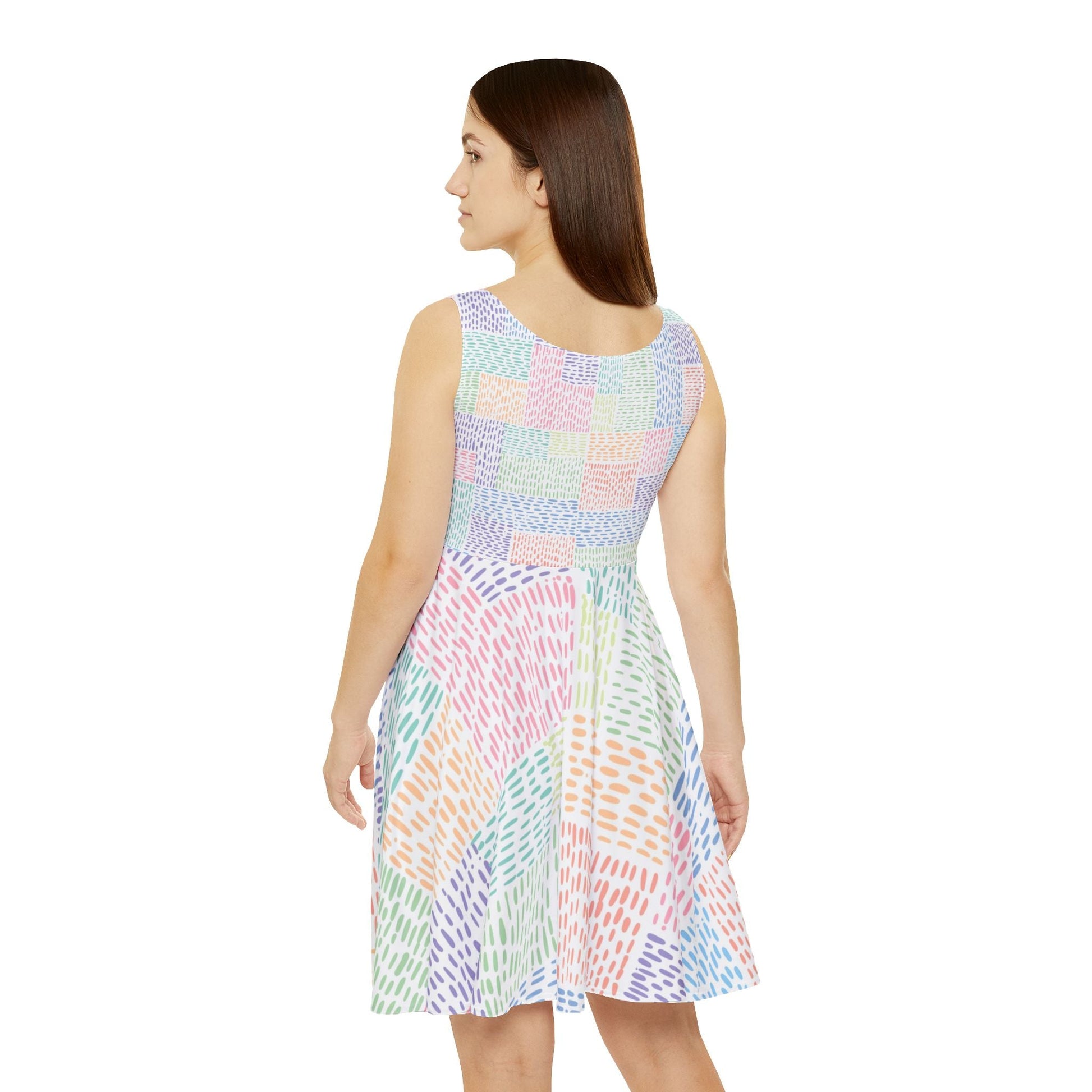 Pastel Dash Sleeveless Skater Dress, Artsulli - Art is Long, Life is Short, All Over Prints, , , , , , , 