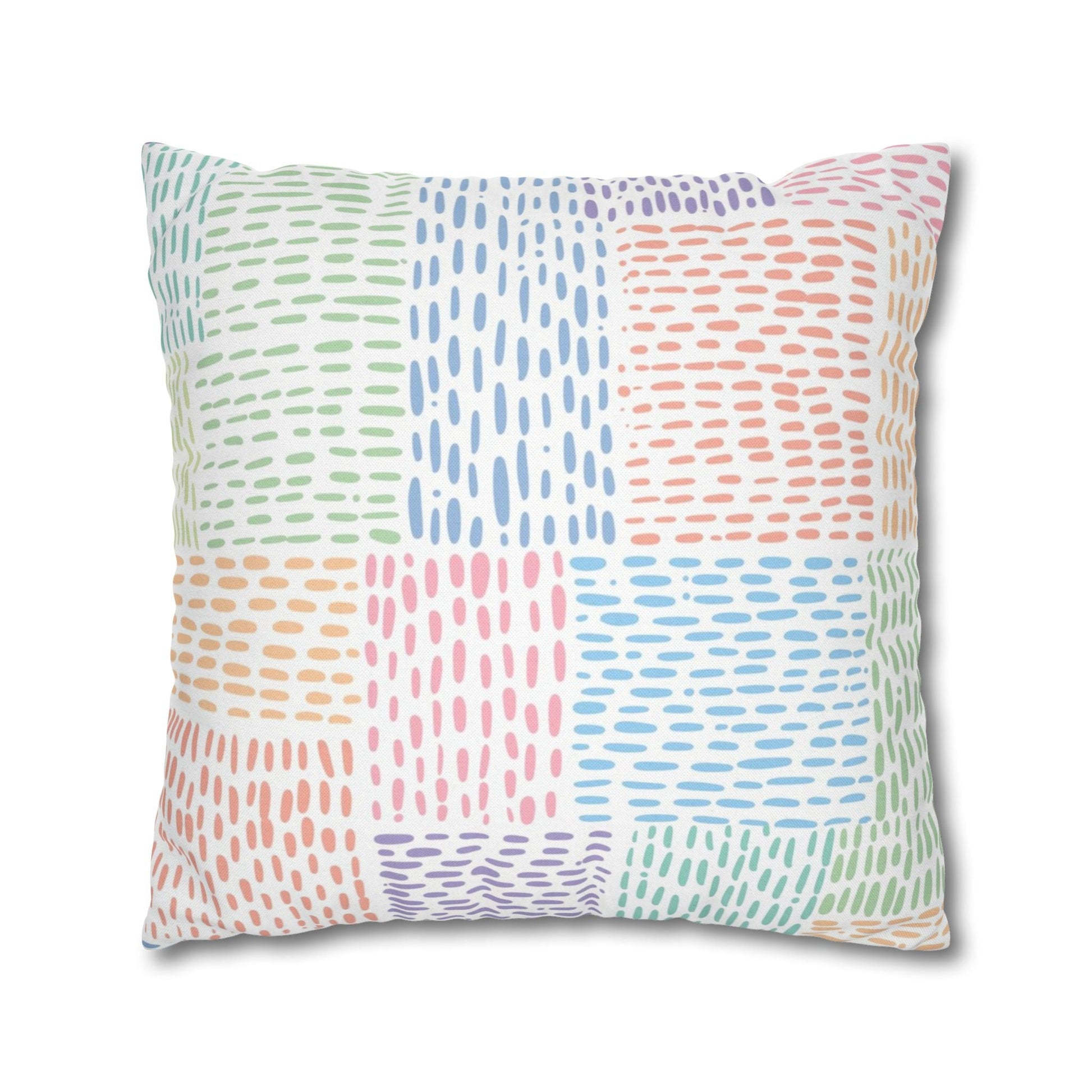 Pastel Dashed Patchwork Throw Pillow, Artsulli - Art is Long, Life is Short, Home Decor, , , , , , , 