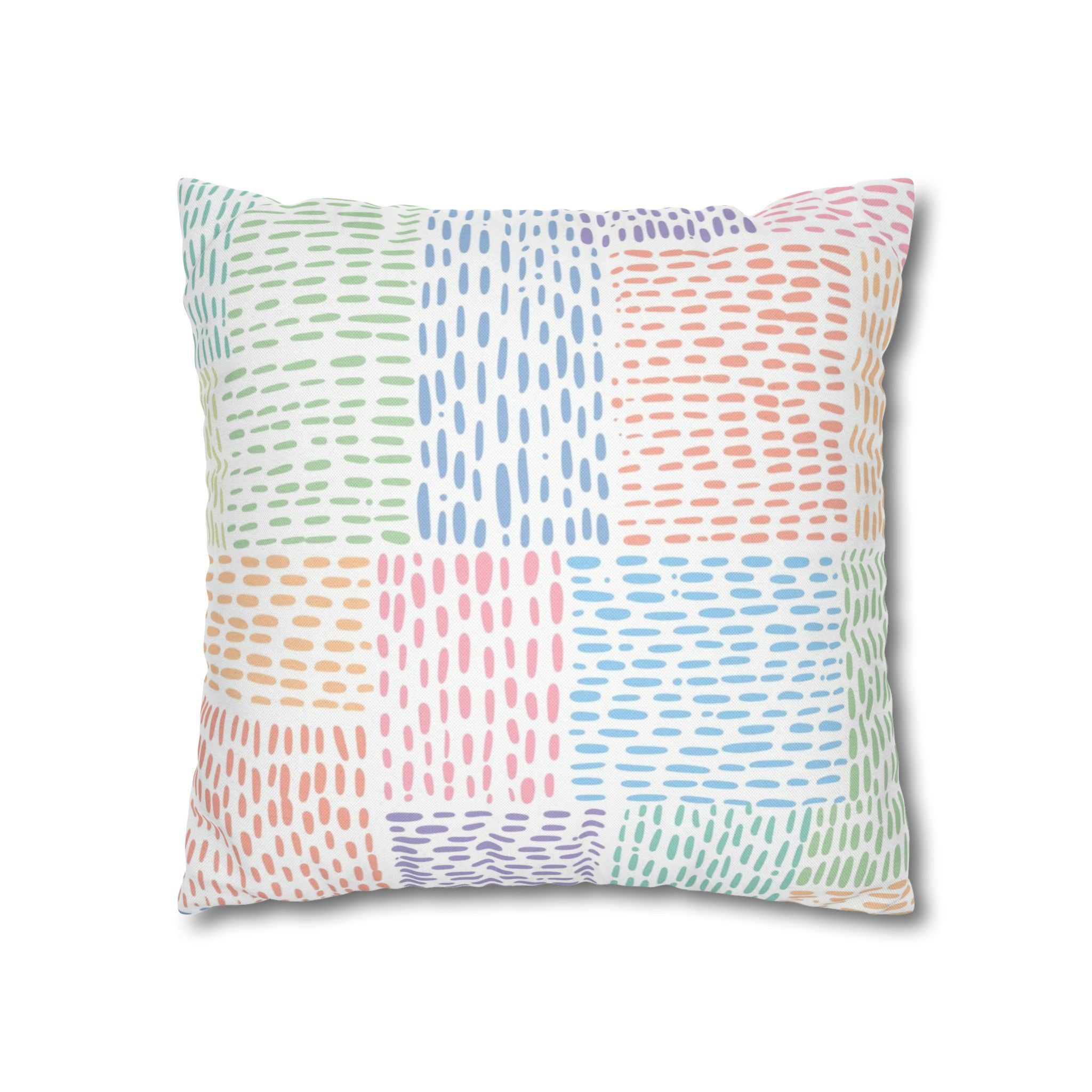 Pastel Dashed Patchwork Throw Pillow, Artsulli - Art is Long, Life is Short, Home Decor, , , , , , , 