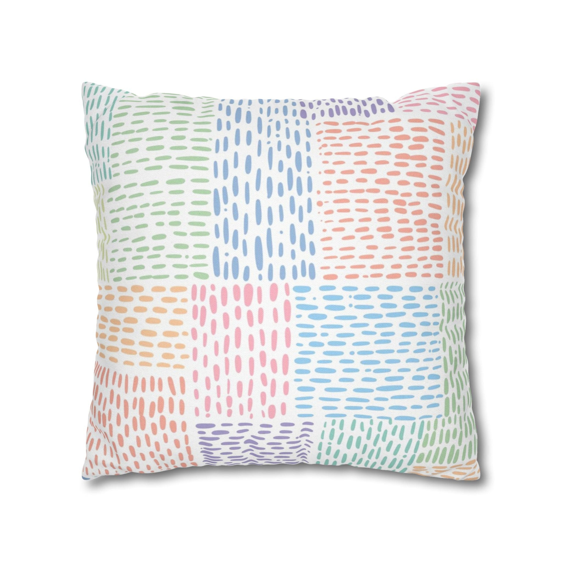 Pastel Dashed Patchwork Throw Pillow, Artsulli - Art is Long, Life is Short, Home Decor, , , , , , , 