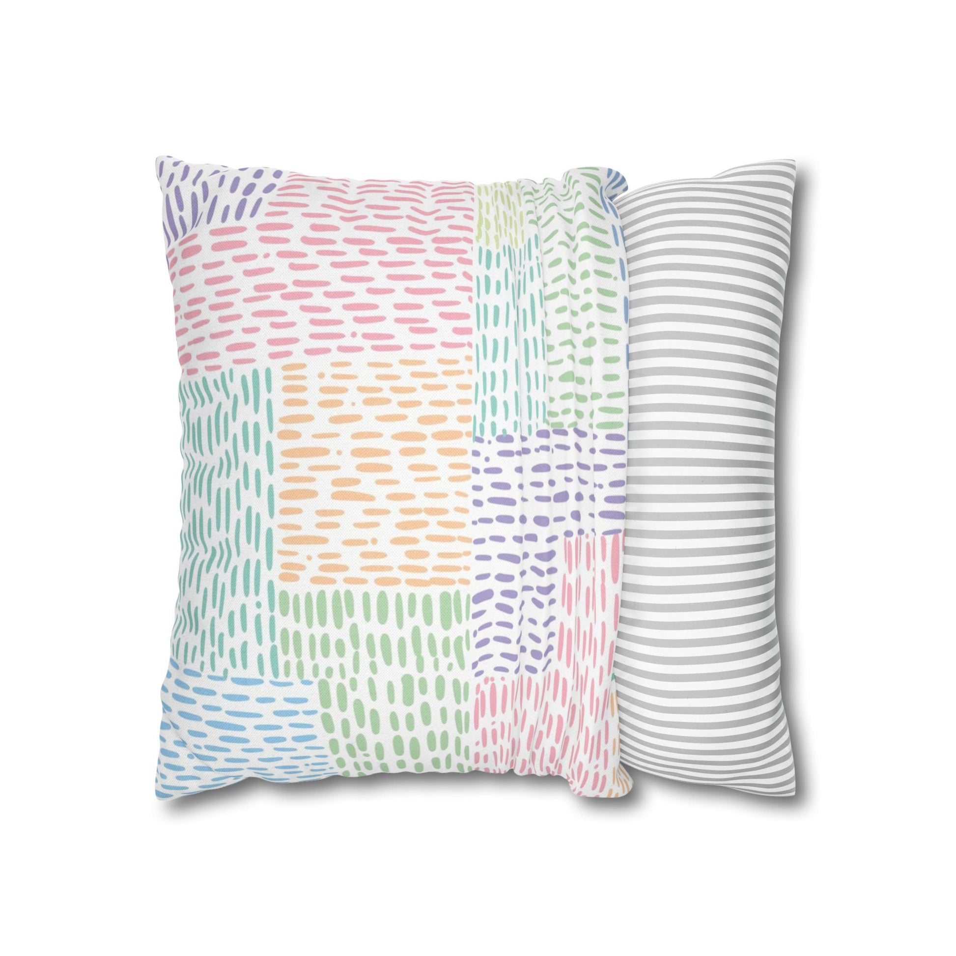 Pastel Dashed Patchwork Throw Pillow, Artsulli - Art is Long, Life is Short, Home Decor, , , , , , , 