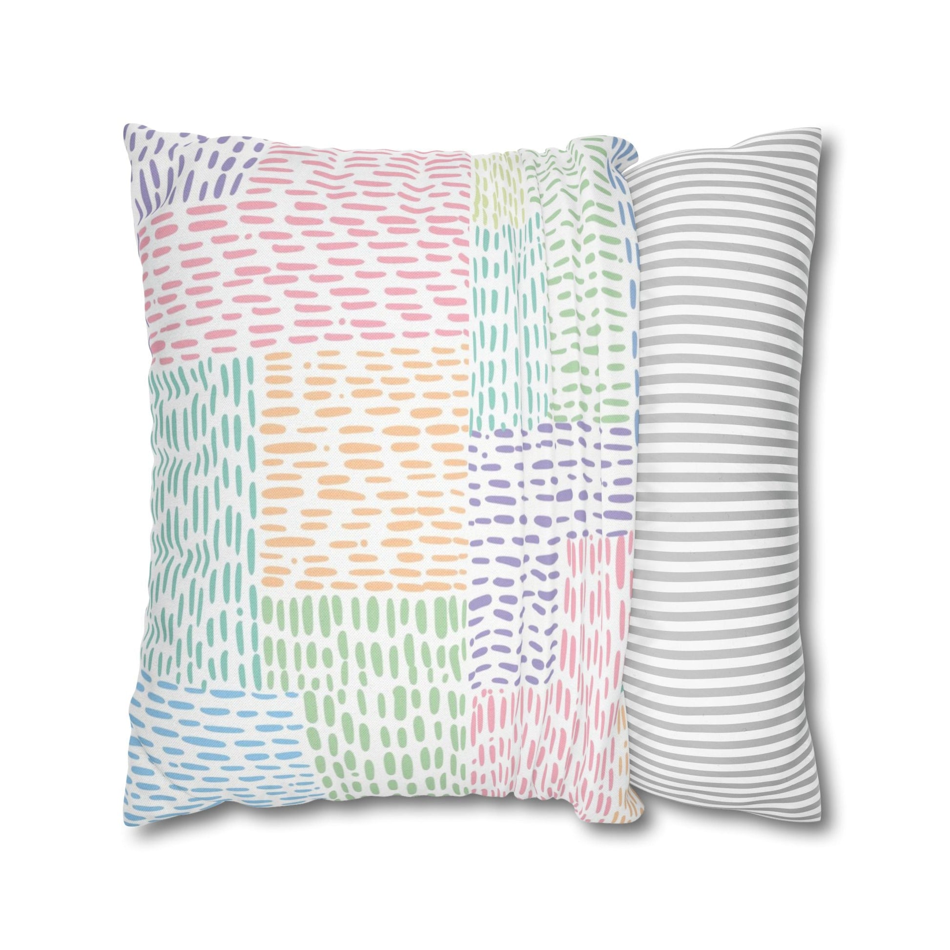 Pastel Dashed Patchwork Throw Pillow, Artsulli - Art is Long, Life is Short, Home Decor, , , , , , , 