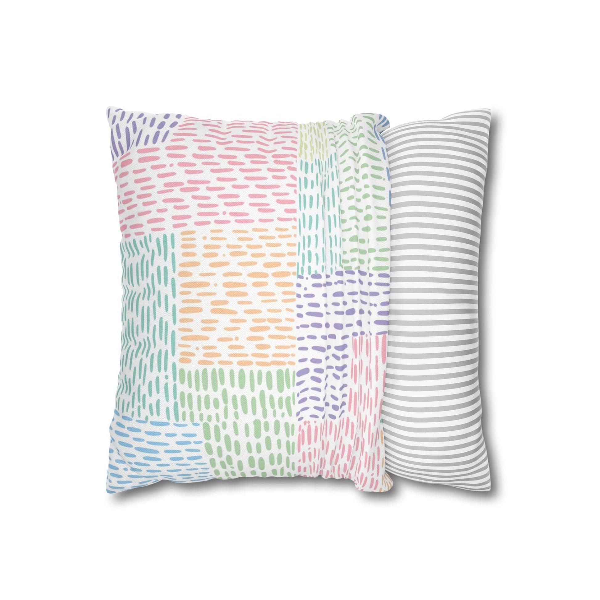 Pastel Dashed Patchwork Throw Pillow, Artsulli - Art is Long, Life is Short, Home Decor, , , , , , , 