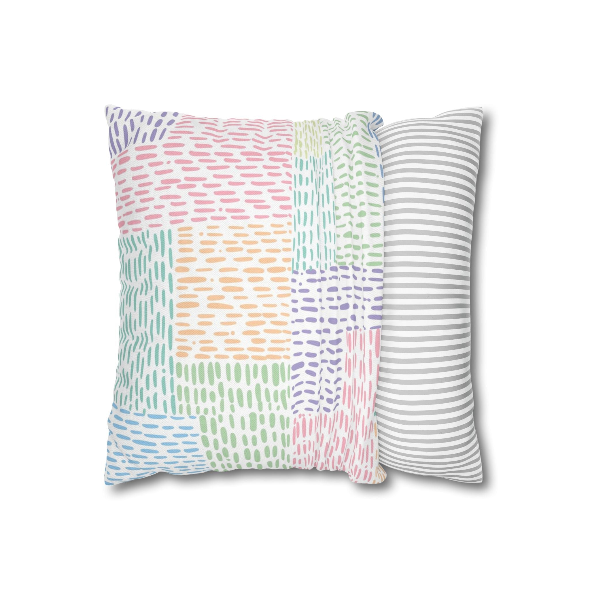 Pastel Dashed Patchwork Throw Pillow, Artsulli - Art is Long, Life is Short, Home Decor, , , , , , , 