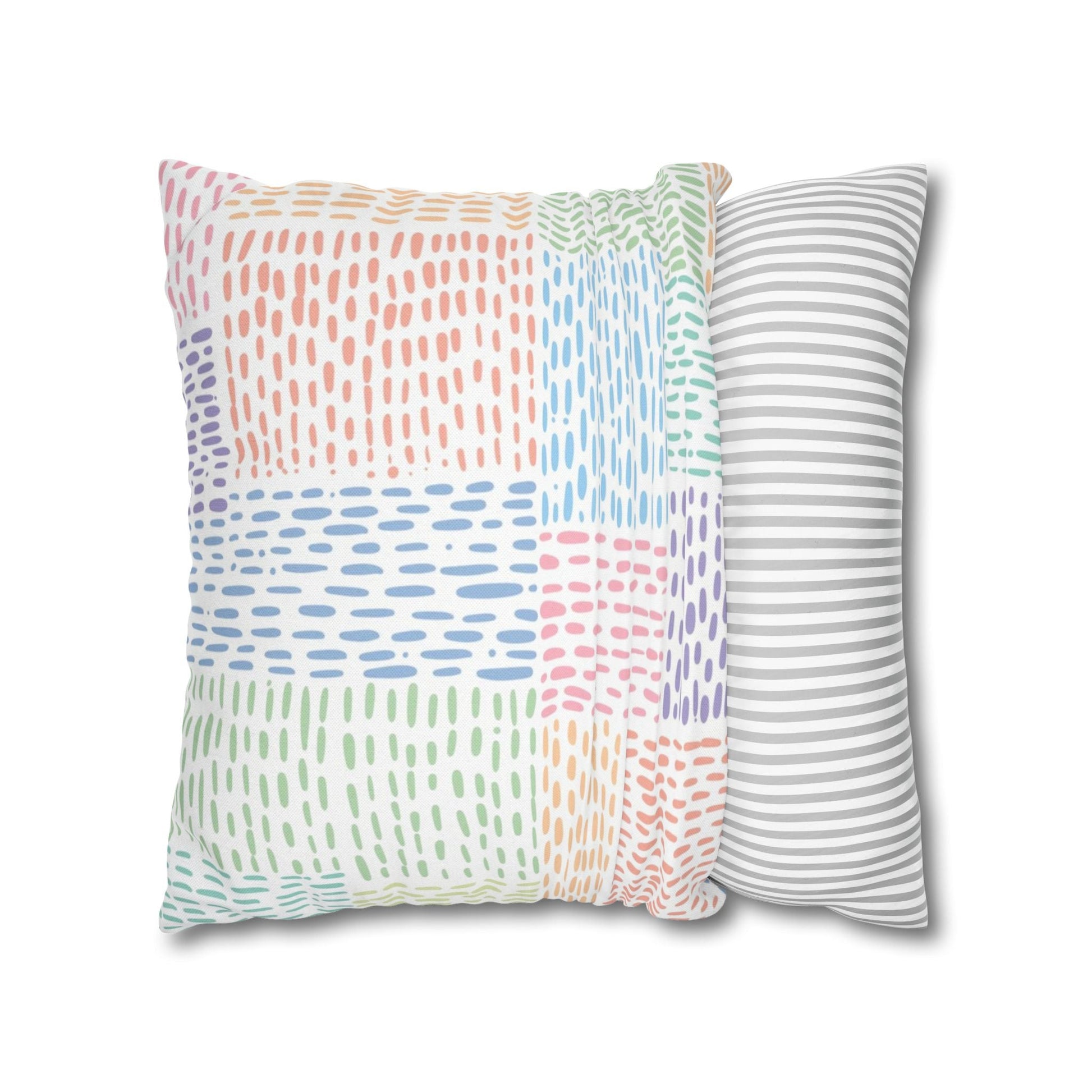 Pastel Dashed Patchwork Throw Pillow, Artsulli - Art is Long, Life is Short, Home Decor, , , , , , , 