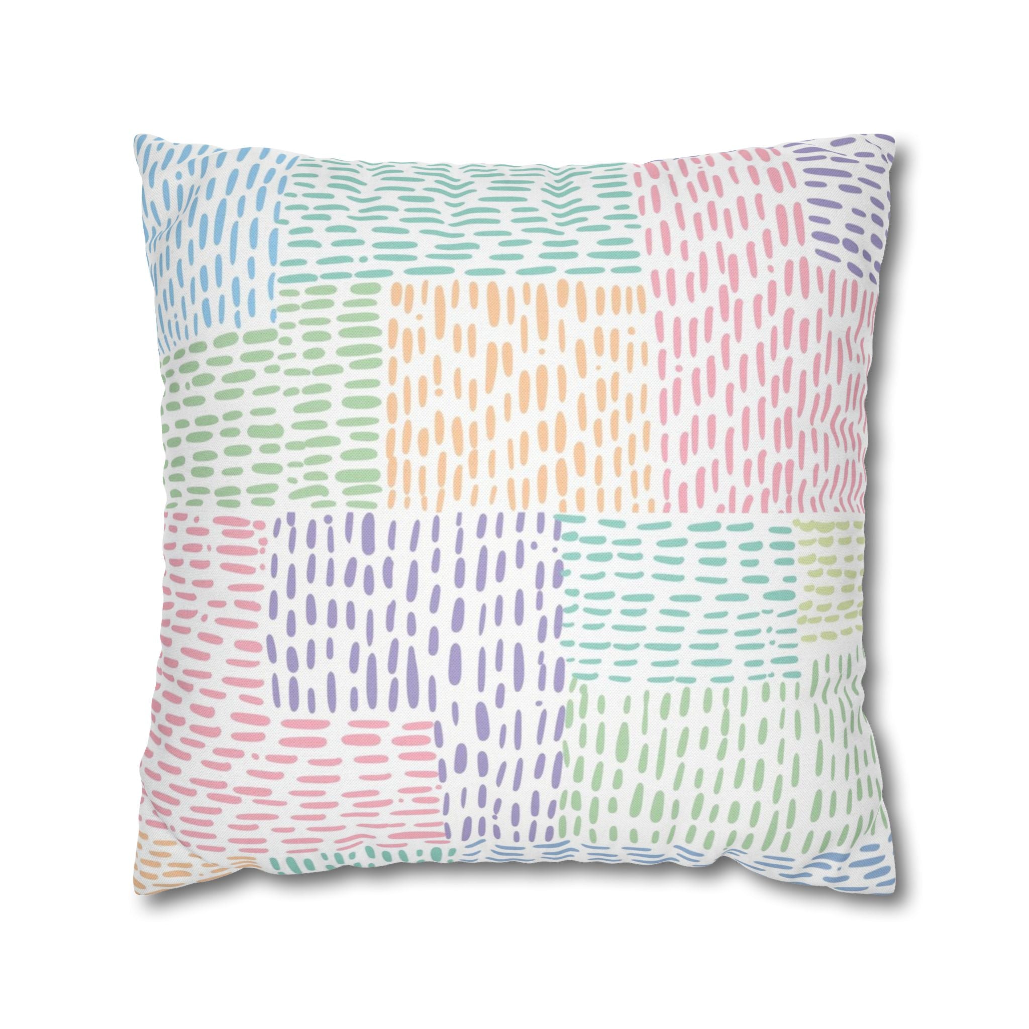 Pastel Dashed Patchwork Throw Pillow, Artsulli - Art is Long, Life is Short, Home Decor, Size, 20" × 20", , , , , 17492224974804688017