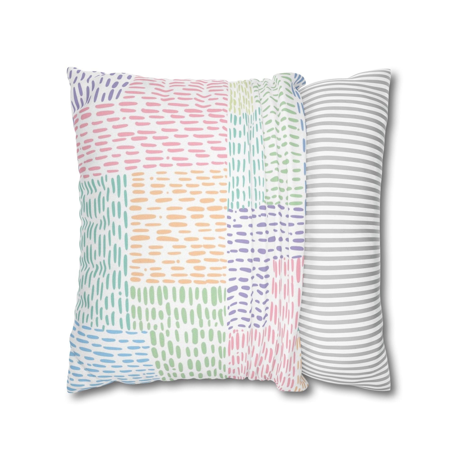 Pastel Dashed Patchwork Throw Pillow, Artsulli - Art is Long, Life is Short, Home Decor, , , , , , , 