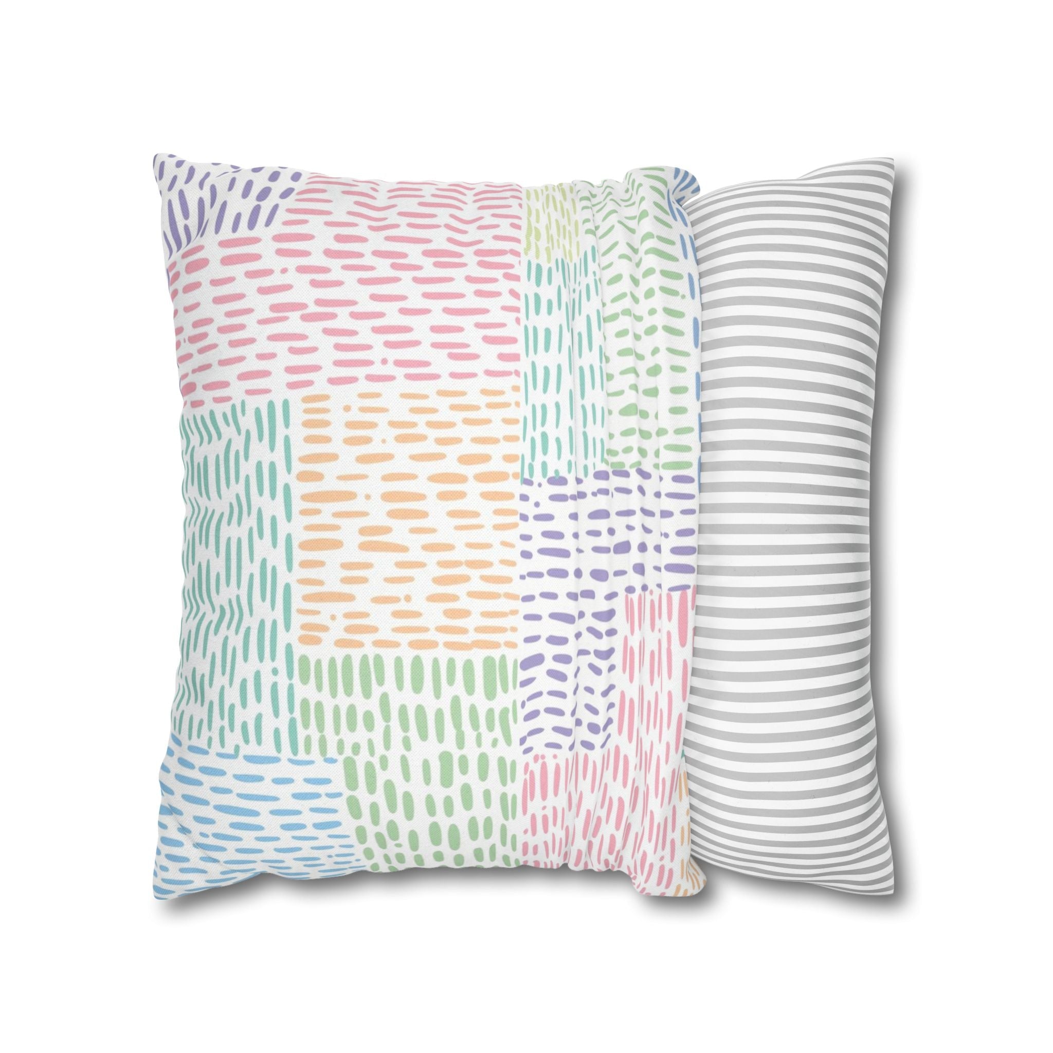 Pastel Dashed Patchwork Throw Pillow, Artsulli - Art is Long, Life is Short, Home Decor, , , , , , , 