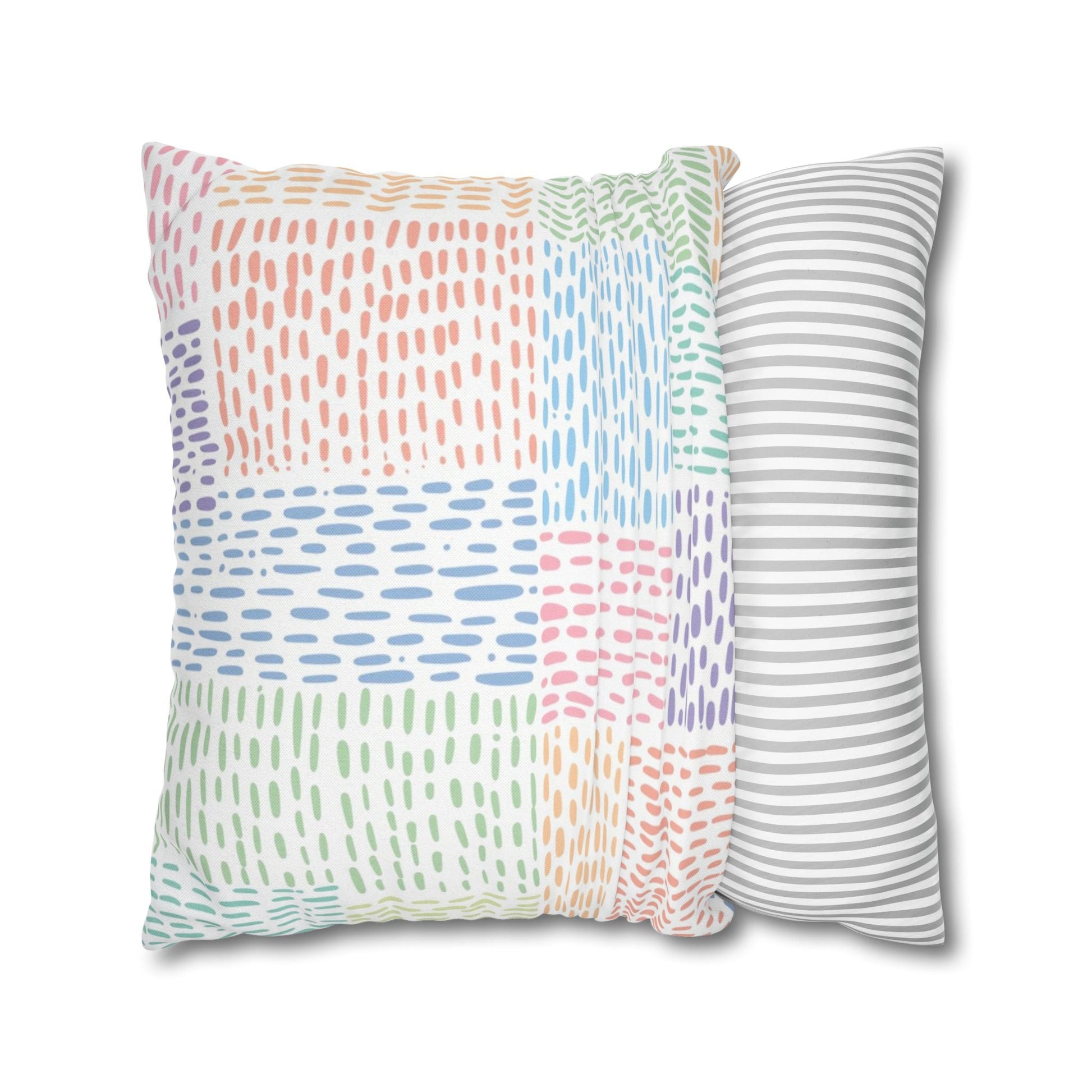 Pastel Dashed Patchwork Throw Pillow, Artsulli - Art is Long, Life is Short, Home Decor, , , , , , , 