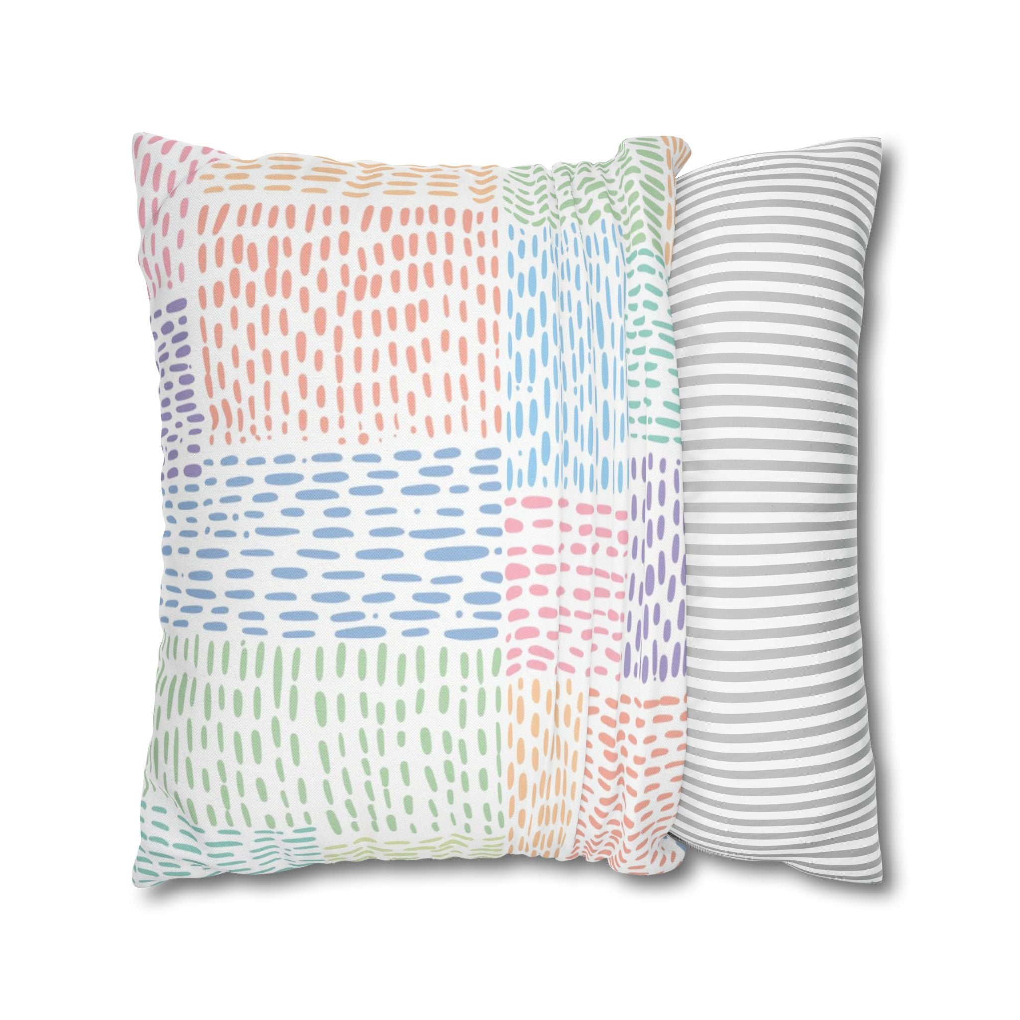 Pastel Dashed Patchwork Throw Pillow, Artsulli - Art is Long, Life is Short, Home Decor, , , , , , , 