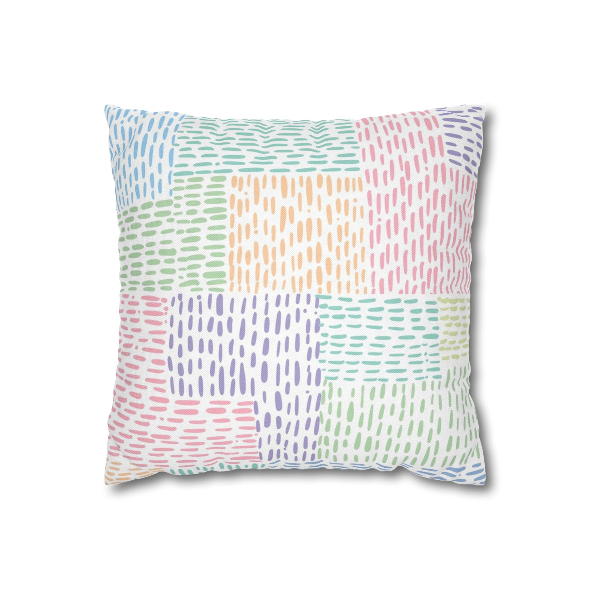Pastel Dashed Patchwork Throw Pillow, Artsulli - Art is Long, Life is Short, Home Decor, Size, 14" × 14", , , , , 32392341743510019217