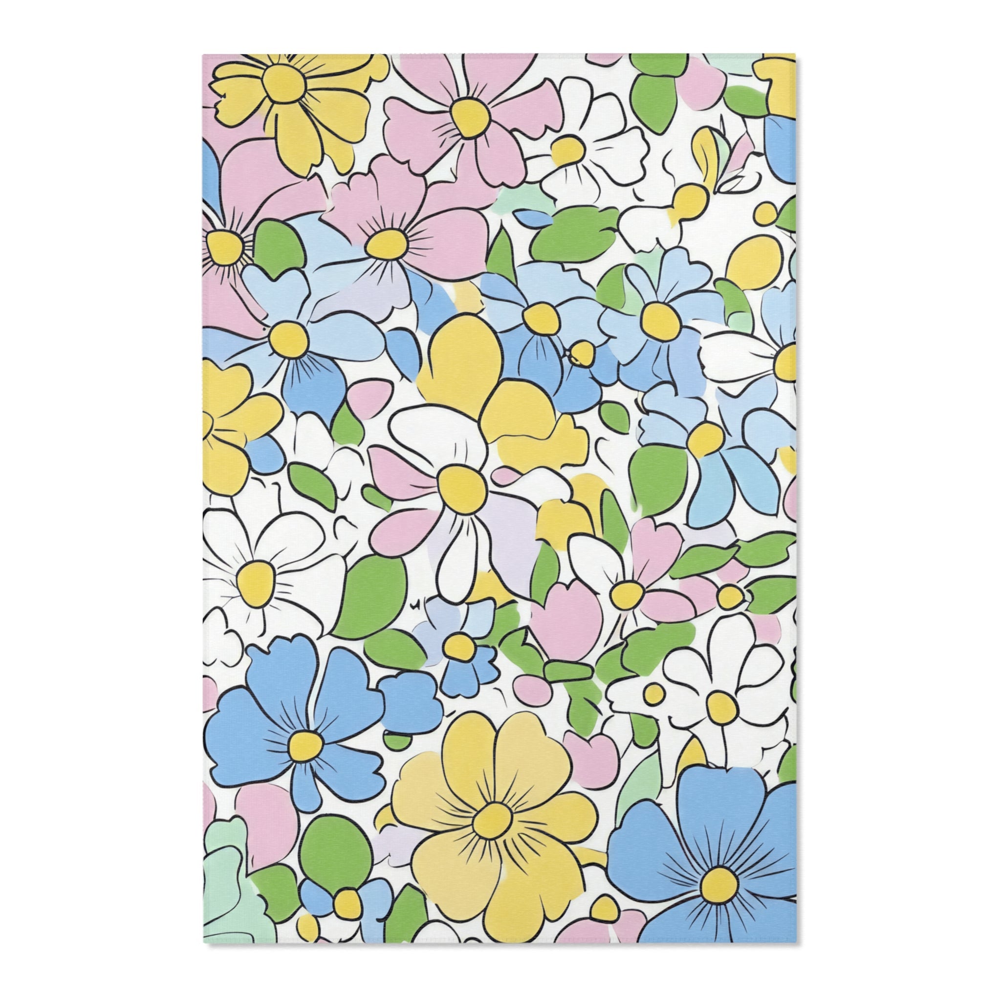 Pastel Floral Area Rug, Artsulli - Art is Long, Life is Short, Home Decor, Size, 48" × 72", , , , , 27895543040315387477