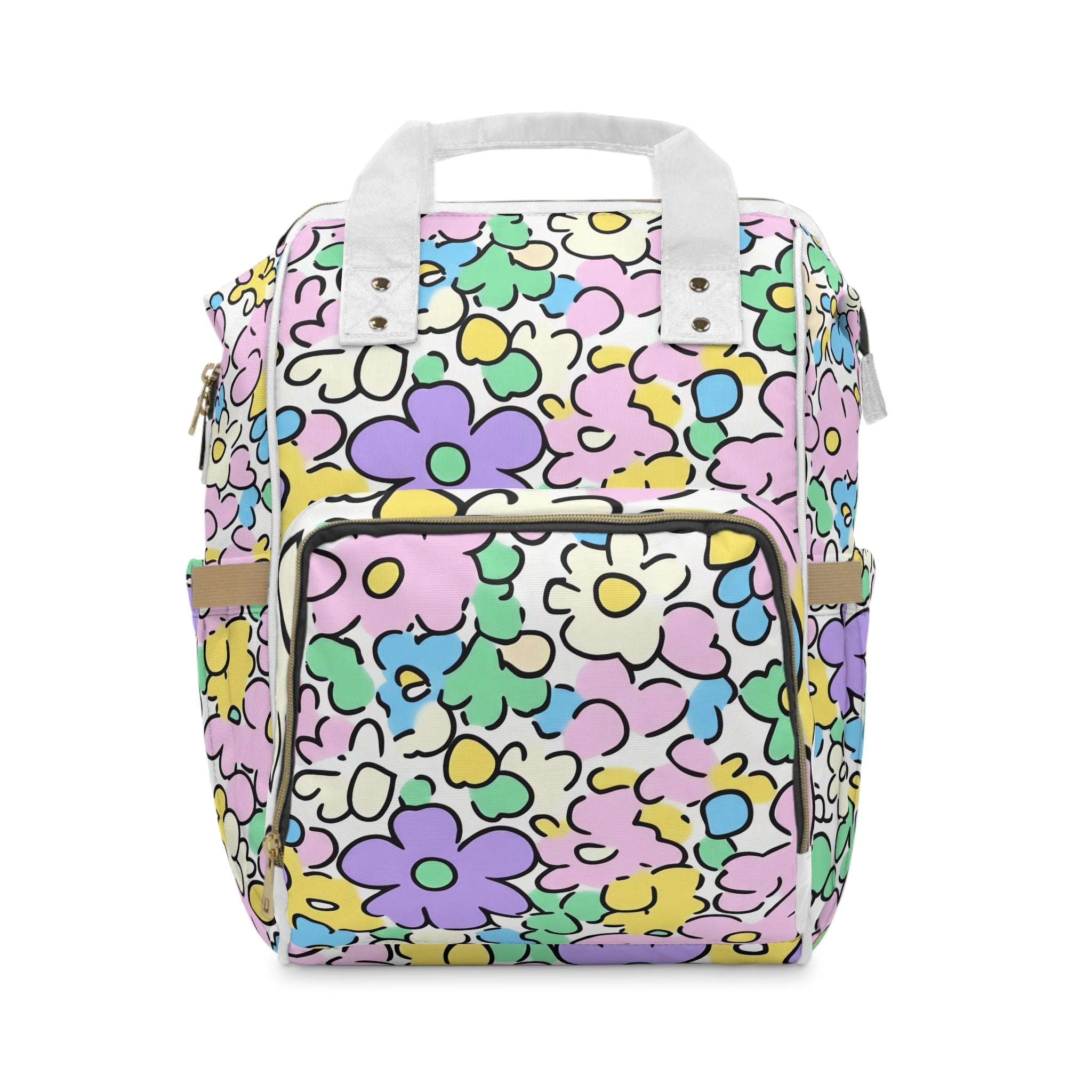 Pastel Floral Diaper Backpack, Artsulli - Art is Long, Life is Short, Bags, Size, 15.0" × 10.8" × 6.7'', , , , , 16044884793838788058