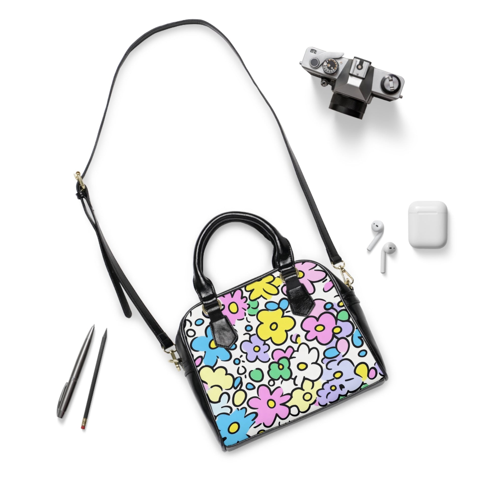 Pastel Floral Dome Shoulder Bag, Artsulli - Art is Long, Life is Short, Bags, , , , , , , 
