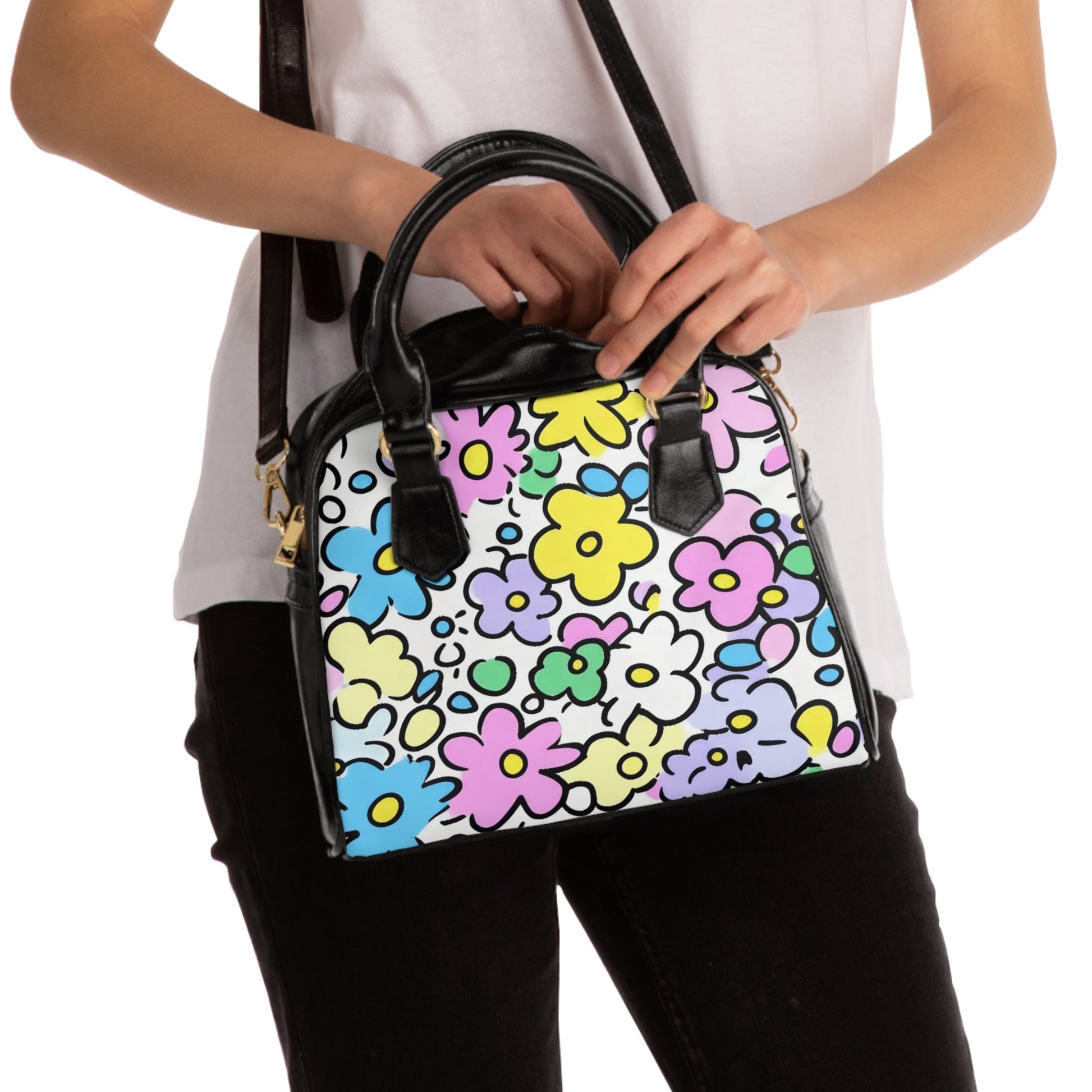 Pastel Floral Dome Shoulder Bag, Artsulli - Art is Long, Life is Short, Bags, , , , , , , 