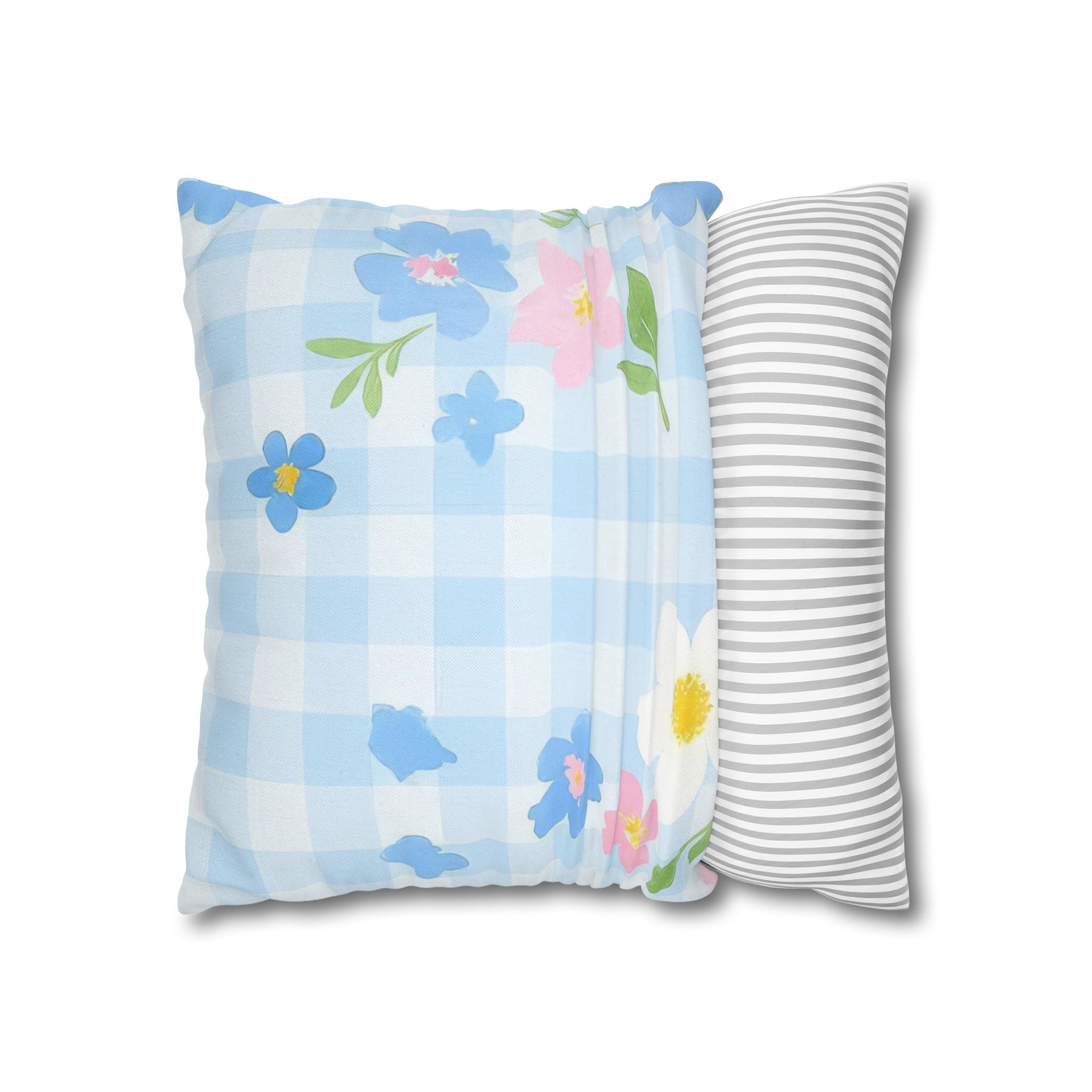 Pastel Floral Gingham Pillow, Artsulli - Art is Long, Life is Short, Home Decor, , , , , , , 