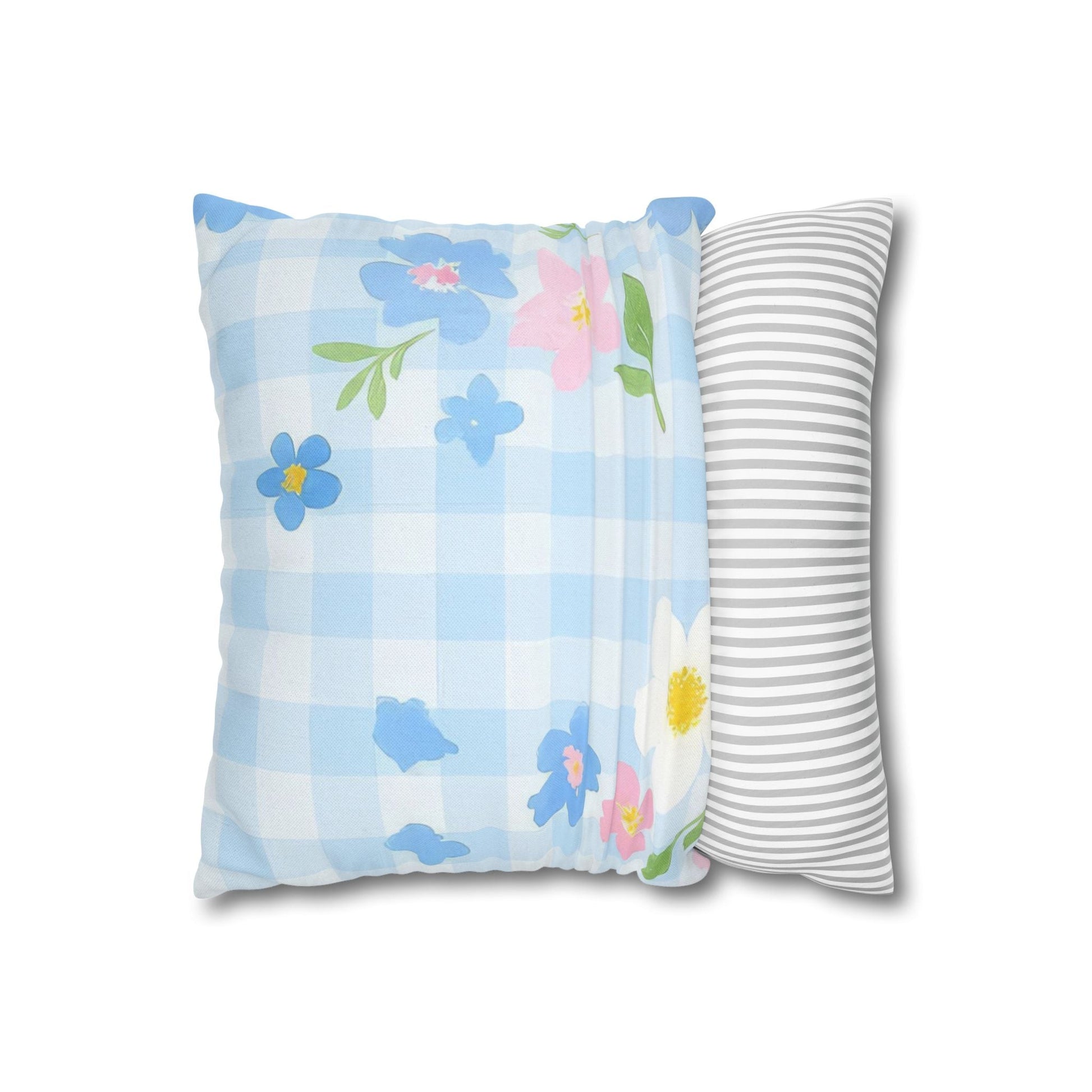 Pastel Floral Gingham Pillow, Artsulli - Art is Long, Life is Short, Home Decor, , , , , , , 