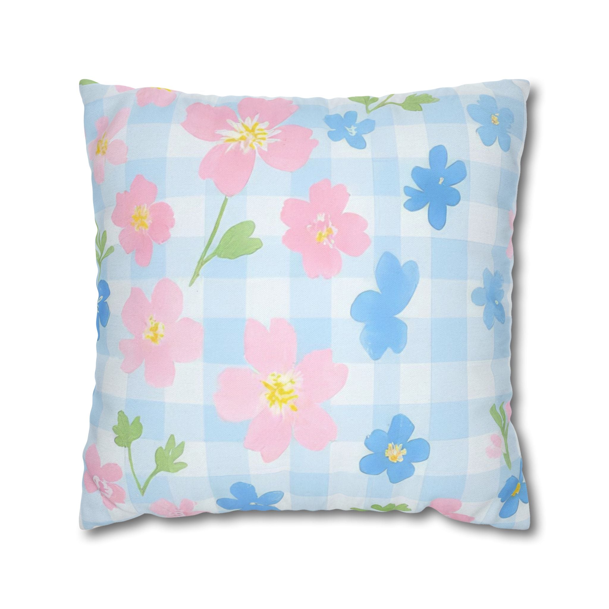 Pastel Floral Gingham Pillow, Artsulli - Art is Long, Life is Short, Home Decor, Size, 20" × 20", , , , , 72558402510619402899