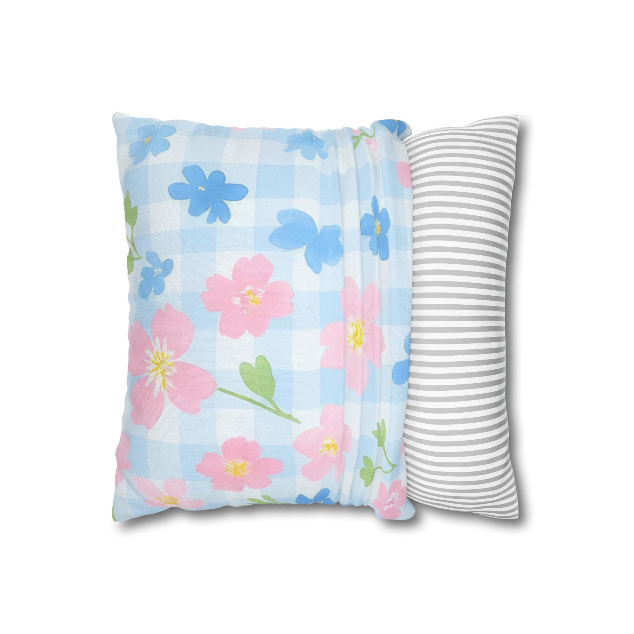 Pastel Floral Gingham Pillow, Artsulli - Art is Long, Life is Short, Home Decor, , , , , , , 