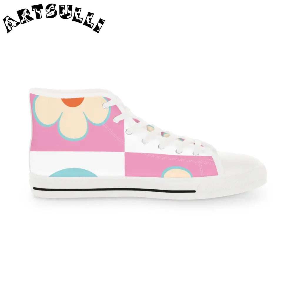 Pastel Floral High Tops with Hi Poly Deodorant Memory Foam, Artsulli - Art is Long, Life is Short, Shoes, , , , , , , 