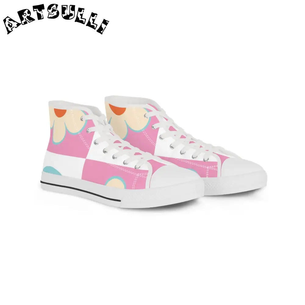 Pastel Floral High Tops with Hi Poly Deodorant Memory Foam, Artsulli - Art is Long, Life is Short, Shoes, Size, US 5, Color, White sole, , , 25605732918731153442