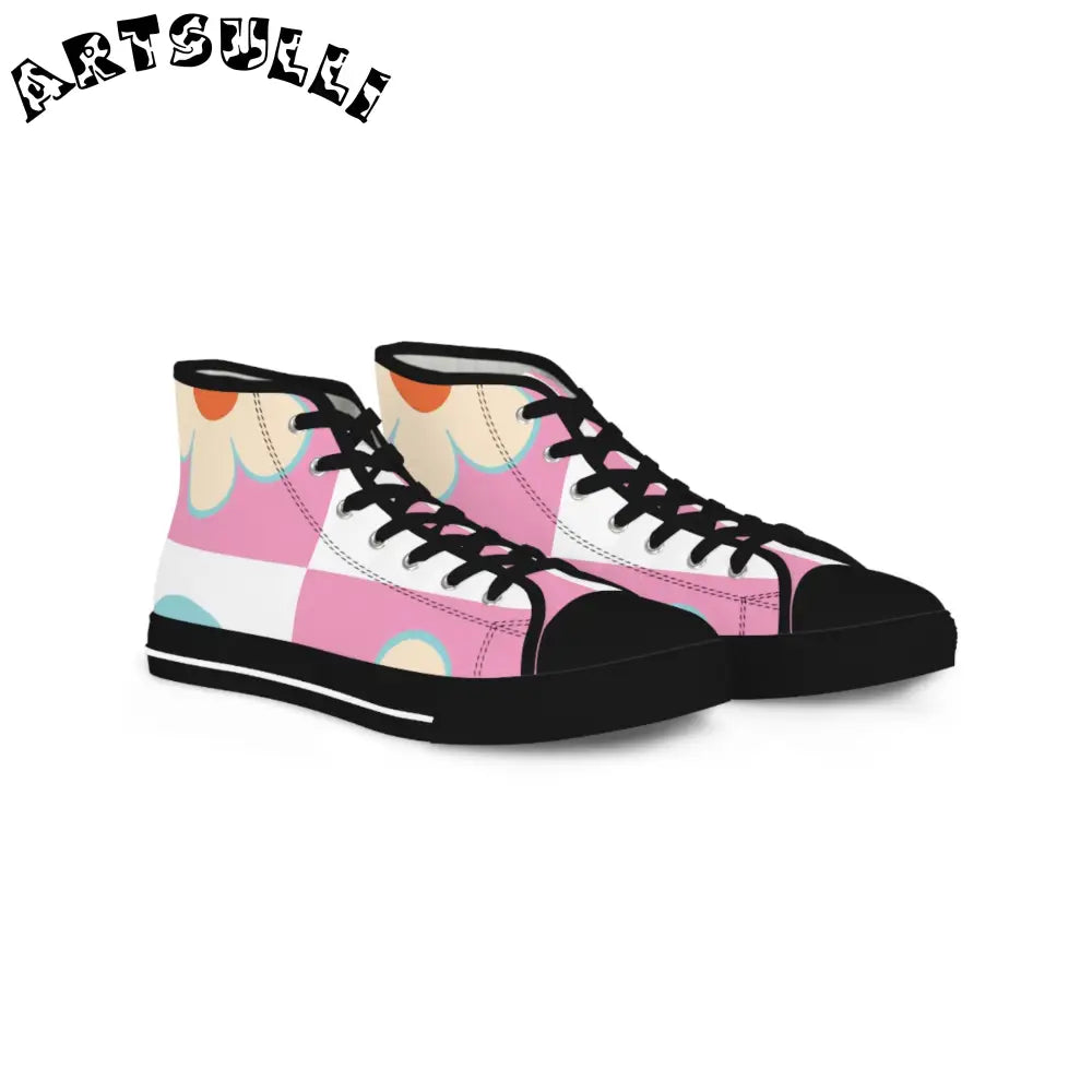 Pastel Floral High Tops with Hi Poly Deodorant Memory Foam, Artsulli - Art is Long, Life is Short, Shoes, Size, US 5, Color, Black sole, , , 33763833322454245583