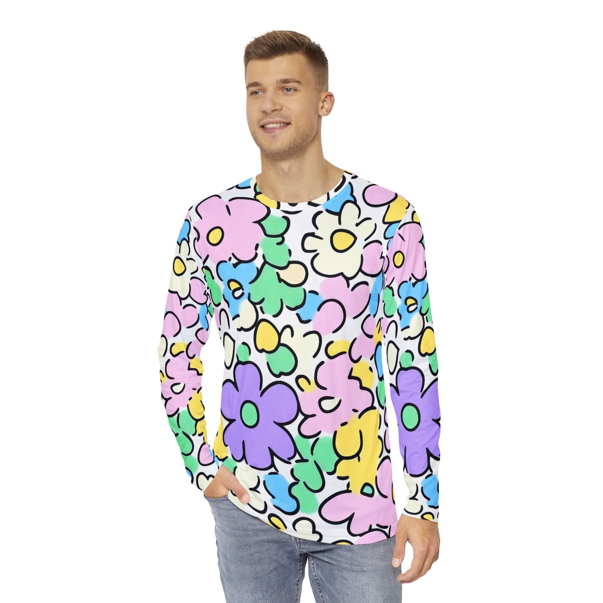 Pastel Floral Long Sleeve Shirt, Artsulli - Art is Long, Life is Short, All Over Prints, , , , , , , 