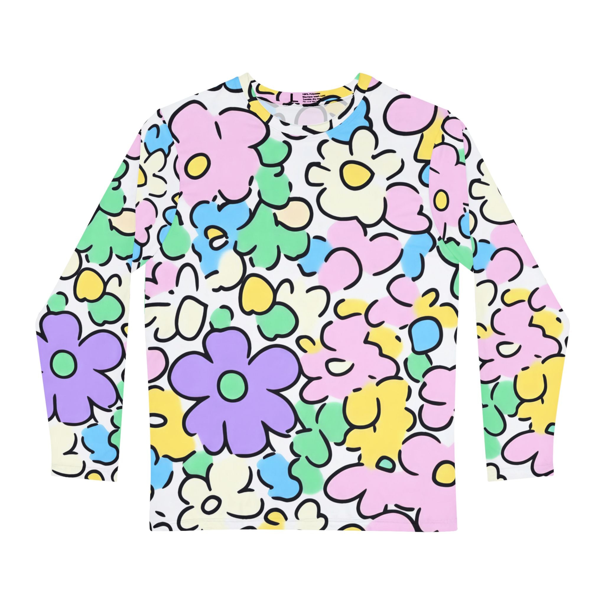 Pastel Floral Long Sleeve Shirt, Artsulli - Art is Long, Life is Short, All Over Prints, Size, XS, , , , , 18841167048998169372