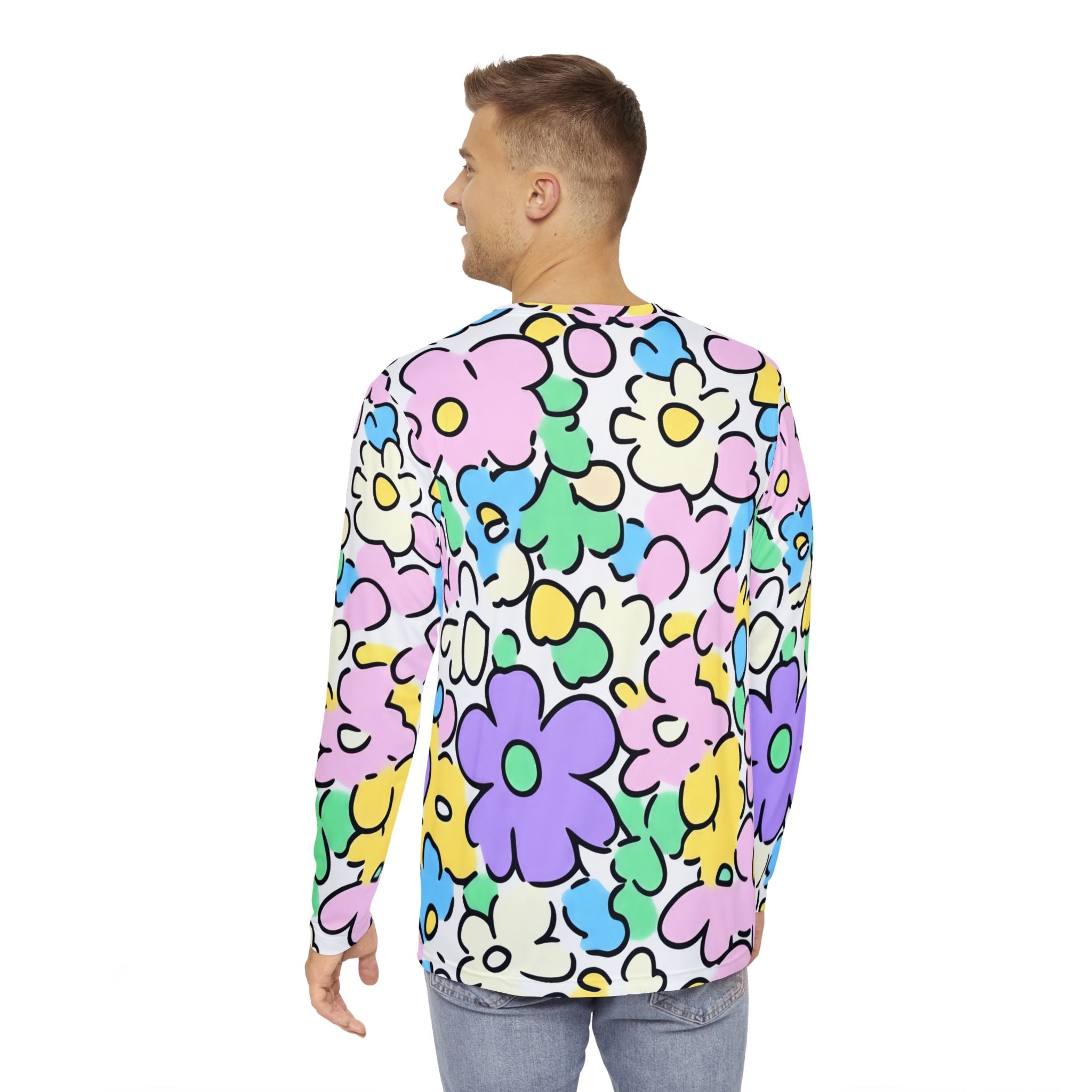 Pastel Floral Long Sleeve Shirt, Artsulli - Art is Long, Life is Short, All Over Prints, , , , , , , 