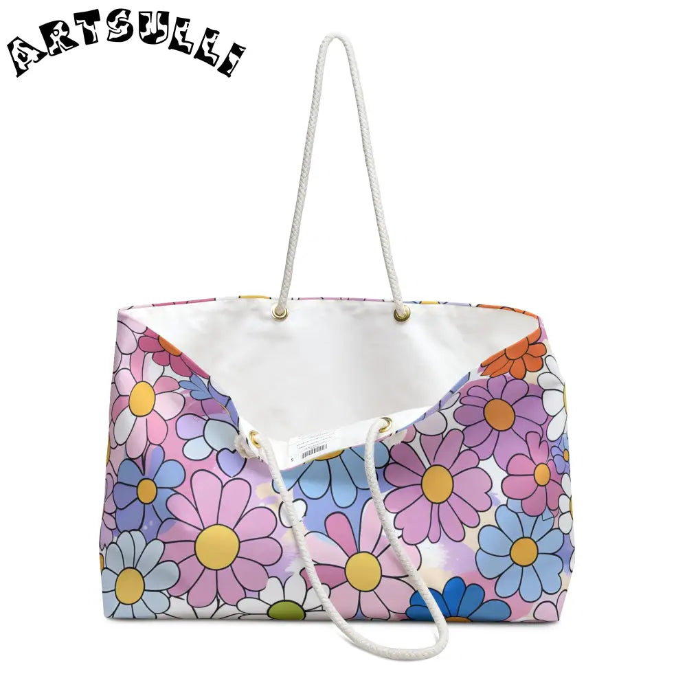 Pastel Floral Oversized Weekender Tote, Artsulli - Art is Long, Life is Short, Bags, , , , , , , 