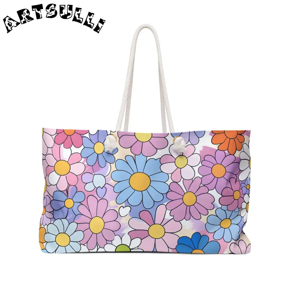 Pastel Floral Oversized Weekender Tote, Artsulli - Art is Long, Life is Short, Bags, Size, 24" × 13", , , , , 51284774839550