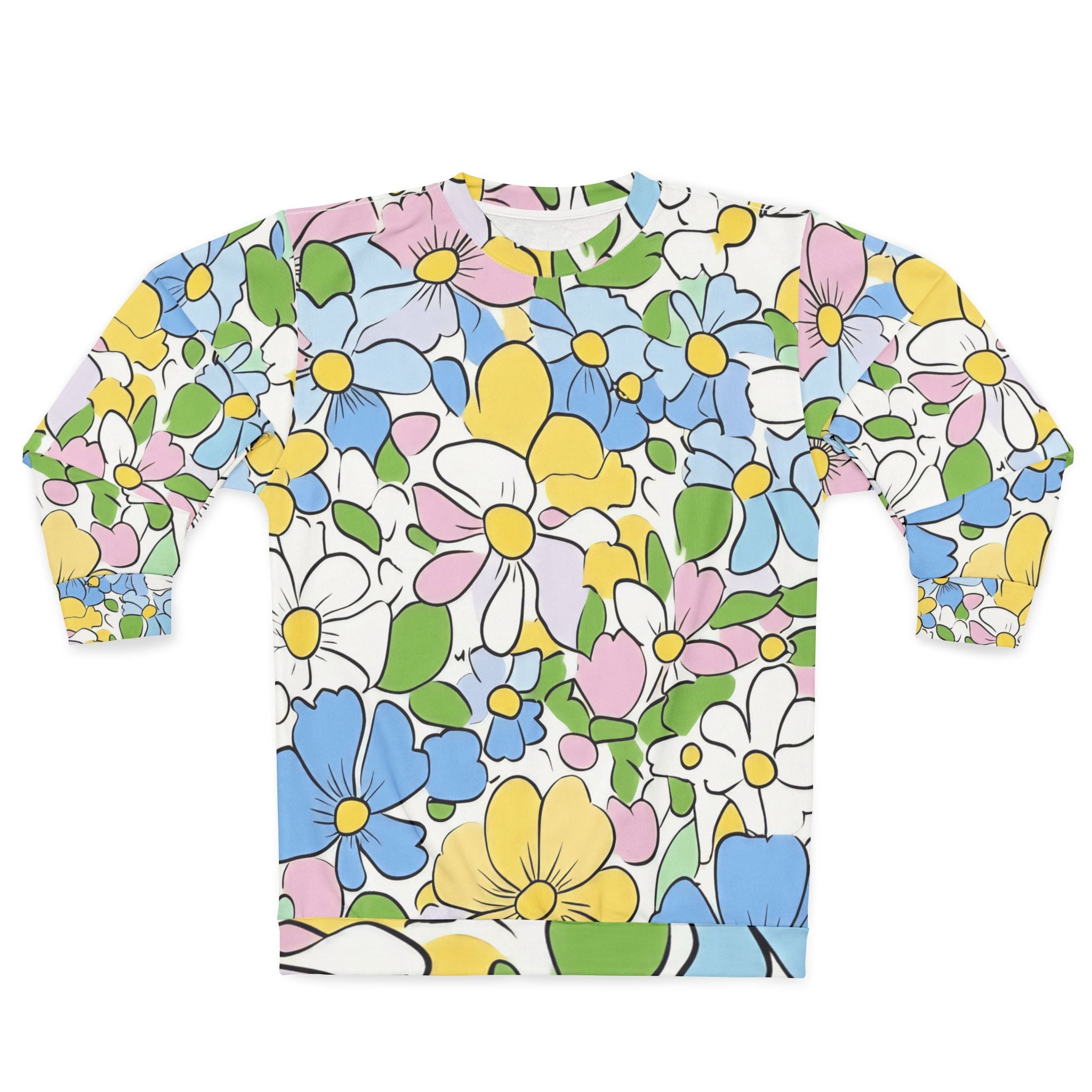 Printify Pastel Floral Print Crewneck Sweatshirt 2025