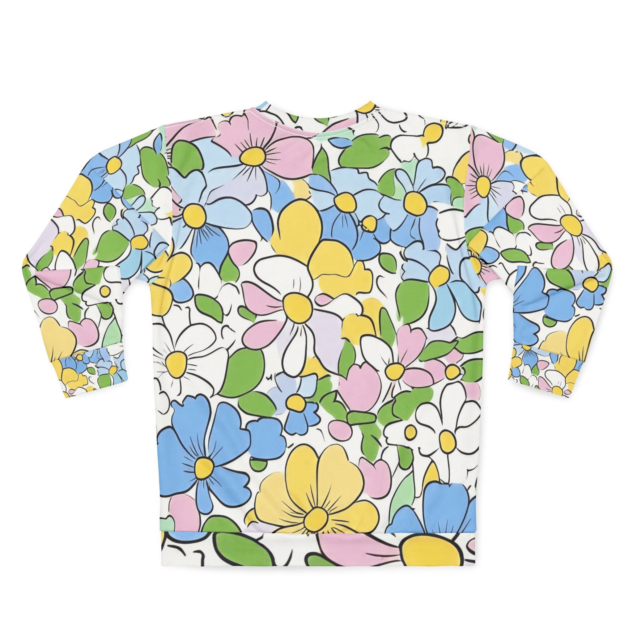 Pastel Floral Print Crewneck Sweatshirt, Artsulli - Art is Long, Life is Short, All Over Prints, , , , , , , 