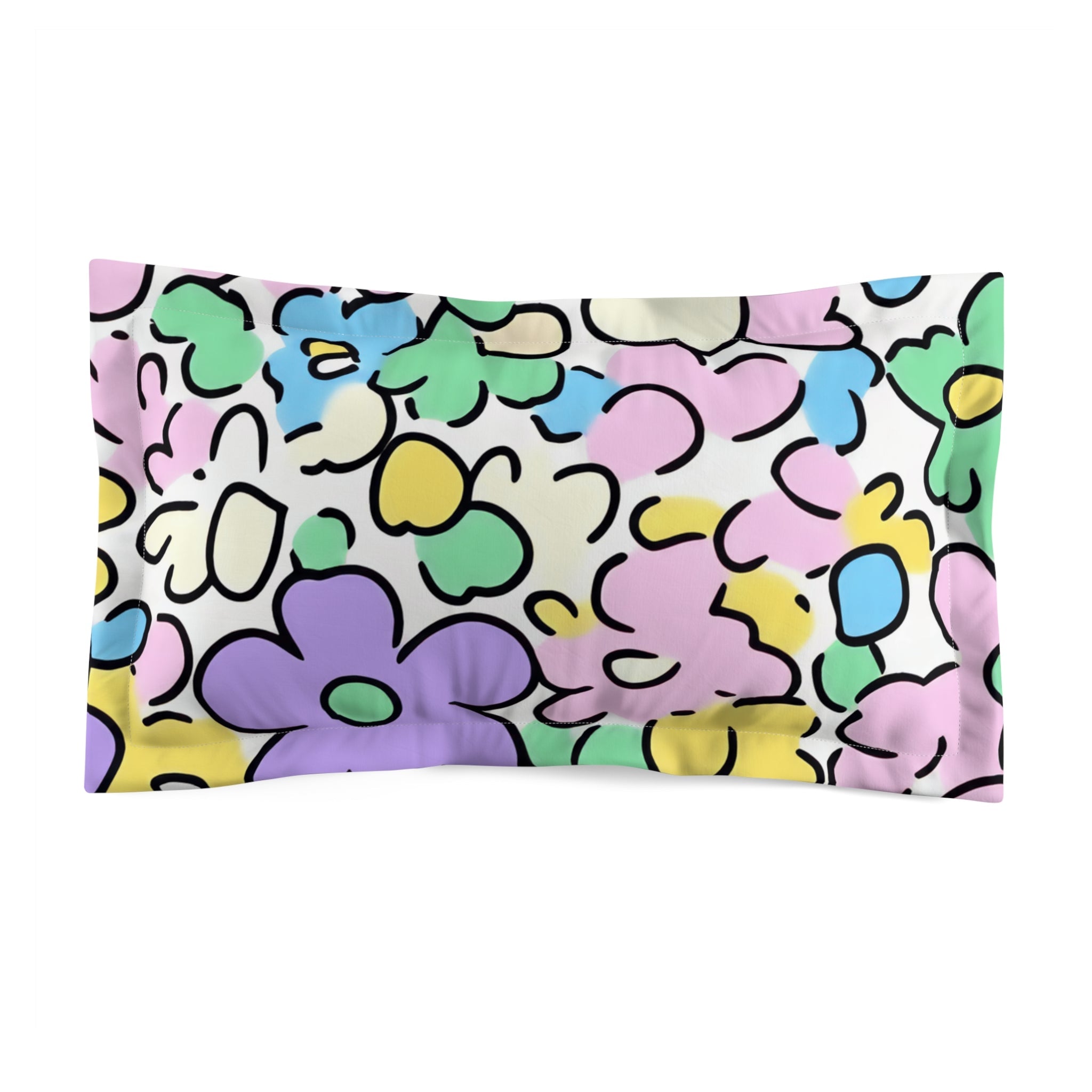 Pastel Floral Print Pillow Sham, Artsulli - Art is Long, Life is Short, Home Decor, Size, King, , , , , 23899386274644583551