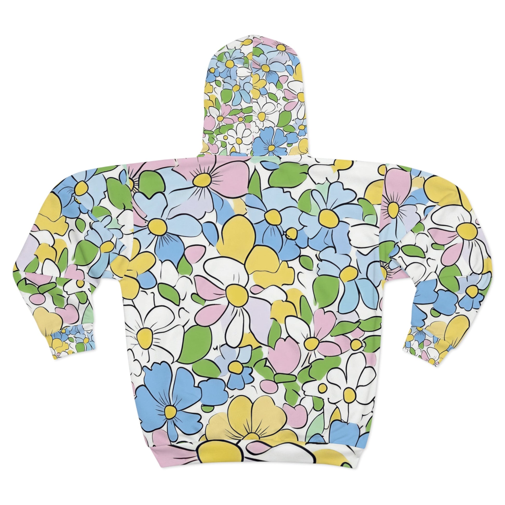 Pastel Floral Print Zip Hoodie, Artsulli - Art is Long, Life is Short, All Over Prints, , , , , , , 