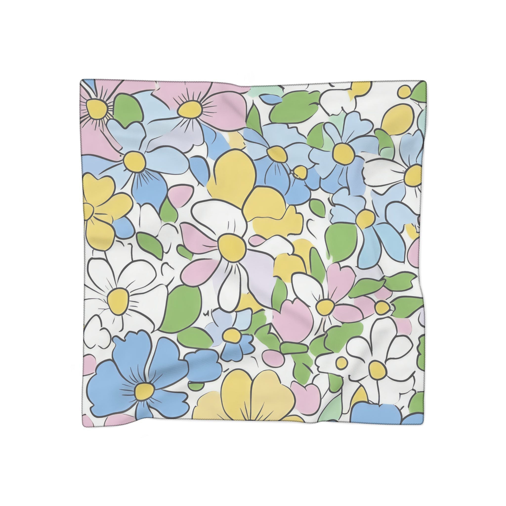 Pastel Floral Sheer Scarf, Artsulli - Art is Long, Life is Short, Accessories, Color, Poly voile, Size, 50" × 50", , , 27696617771396499202