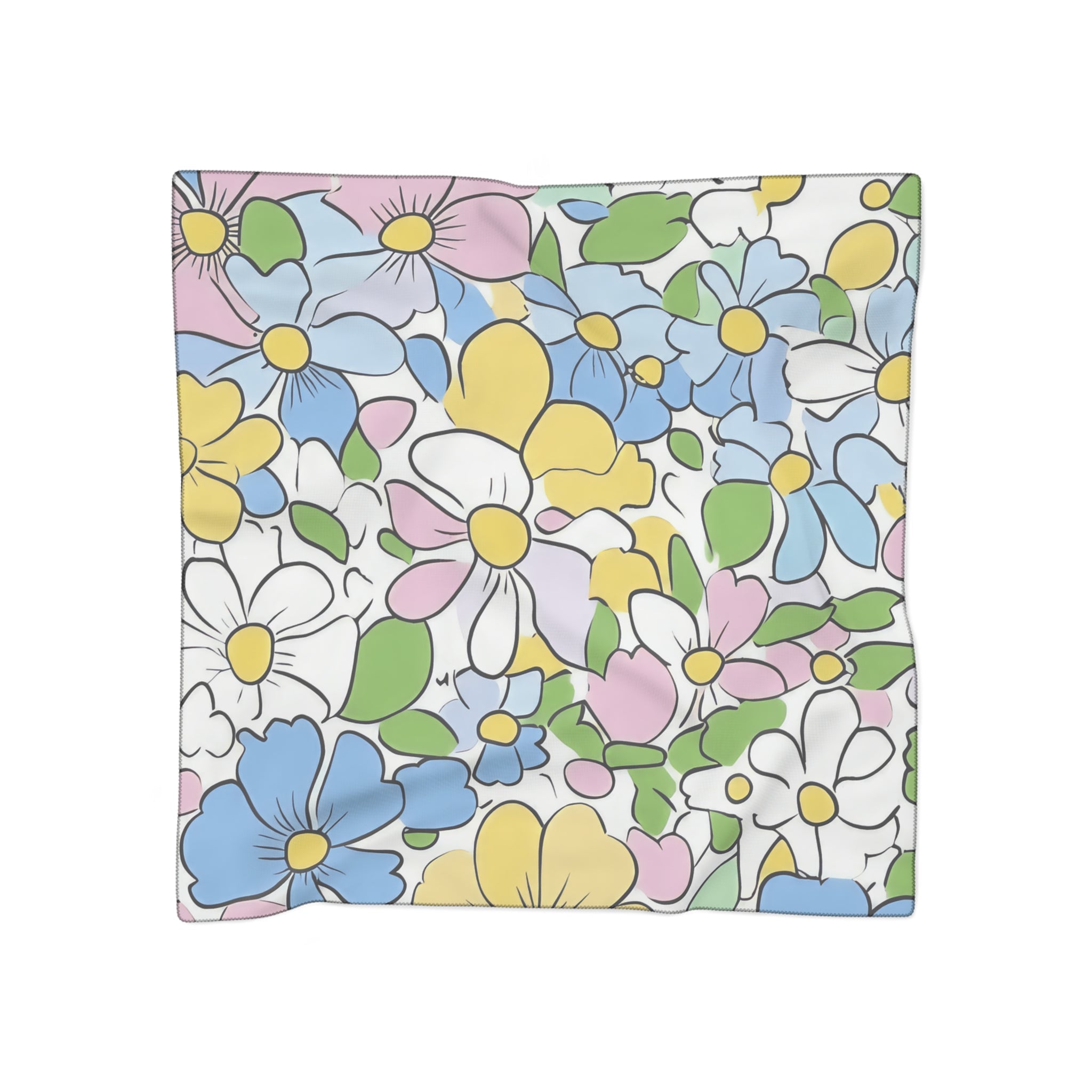Pastel Floral Sheer Scarf, Artsulli - Art is Long, Life is Short, Accessories, Color, Poly chiffon, Size, 25" × 25", , , 31206500796040500343