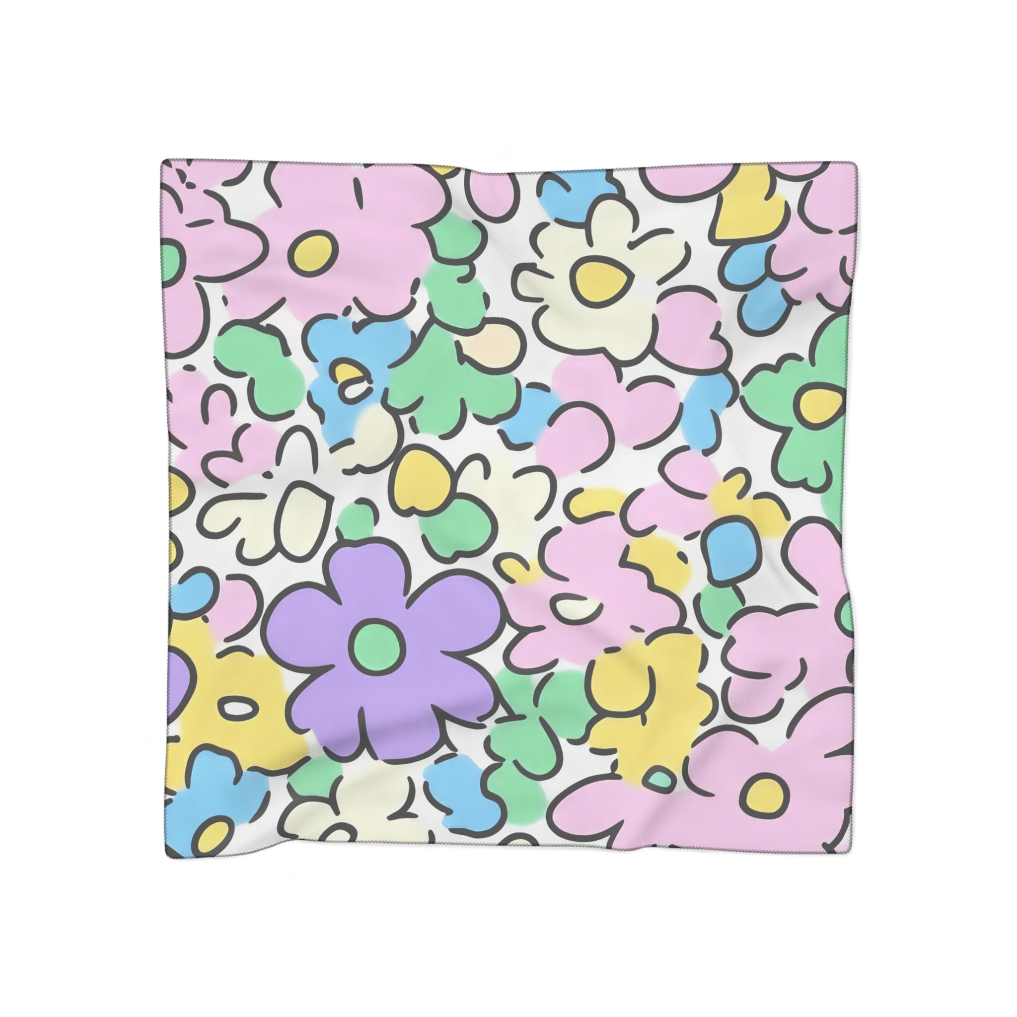 Pastel Floral Sheer Scarf, Artsulli - Art is Long, Life is Short, Accessories, Color, Poly chiffon, Size, 25" × 25", , , 13059338347131320318