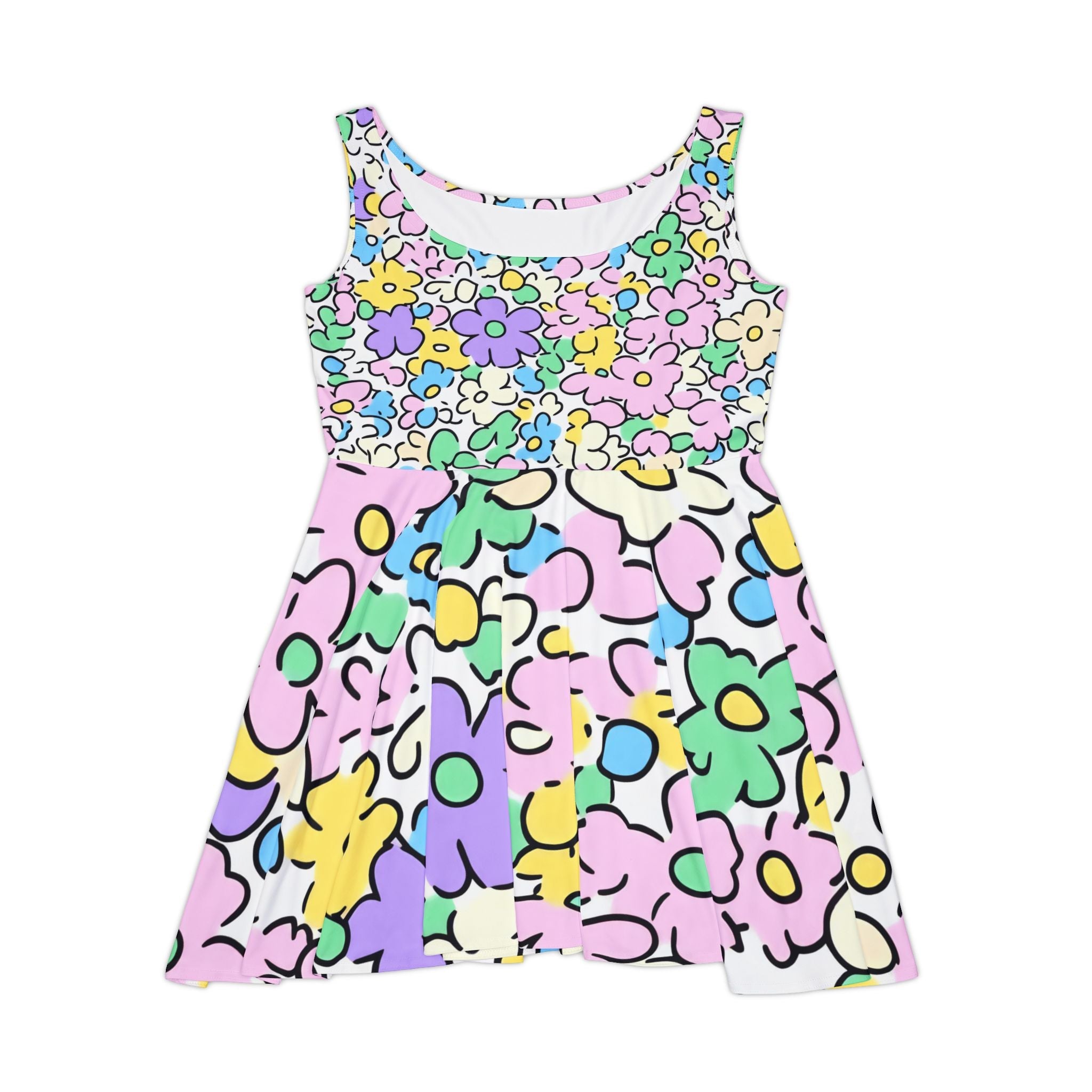 Printify Pastel Floral Sleeveless Skater Dress 2025