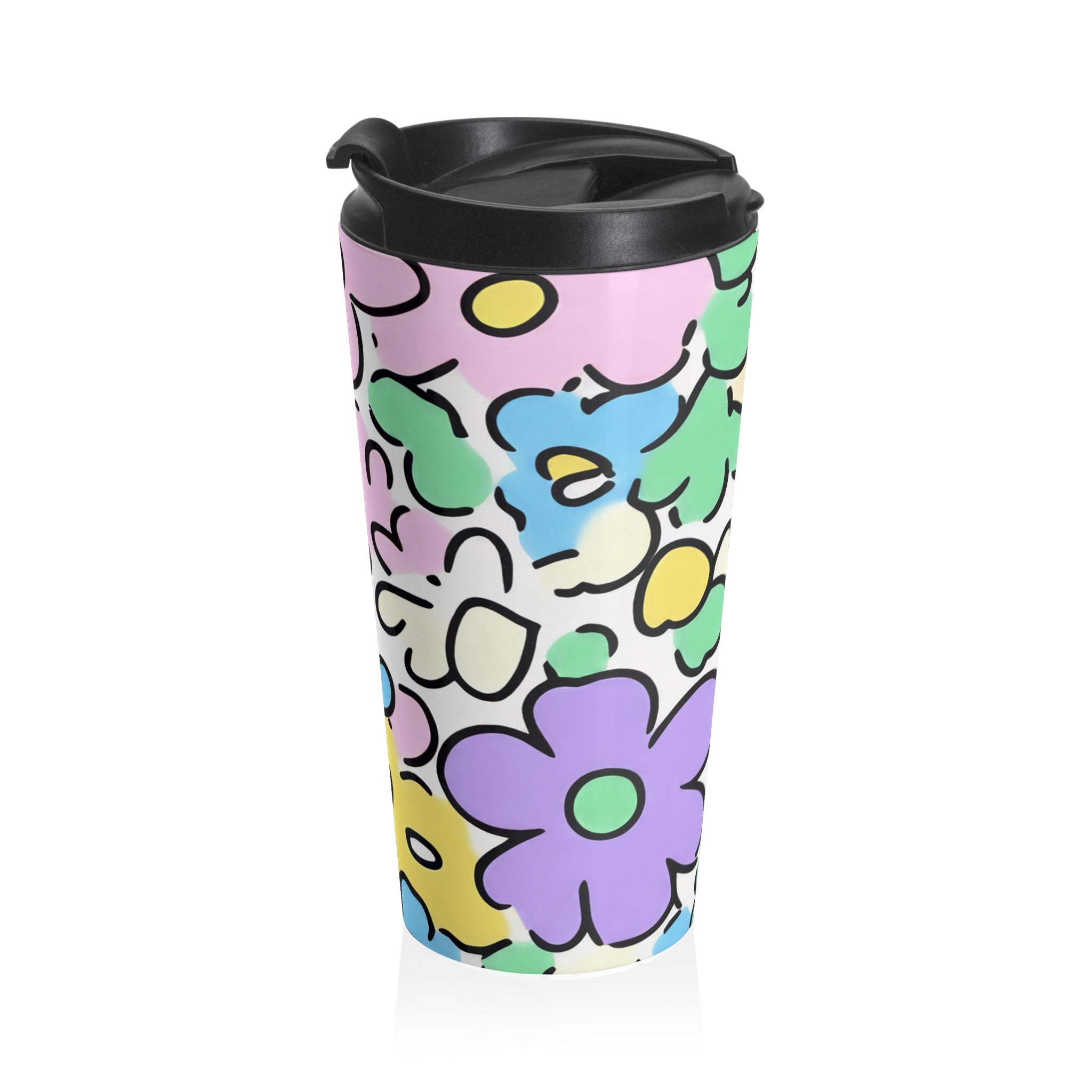 Pastel Floral Stainless Steel Travel Mug, Artsulli - Art is Long, Life is Short, Mug, , , , , , , 