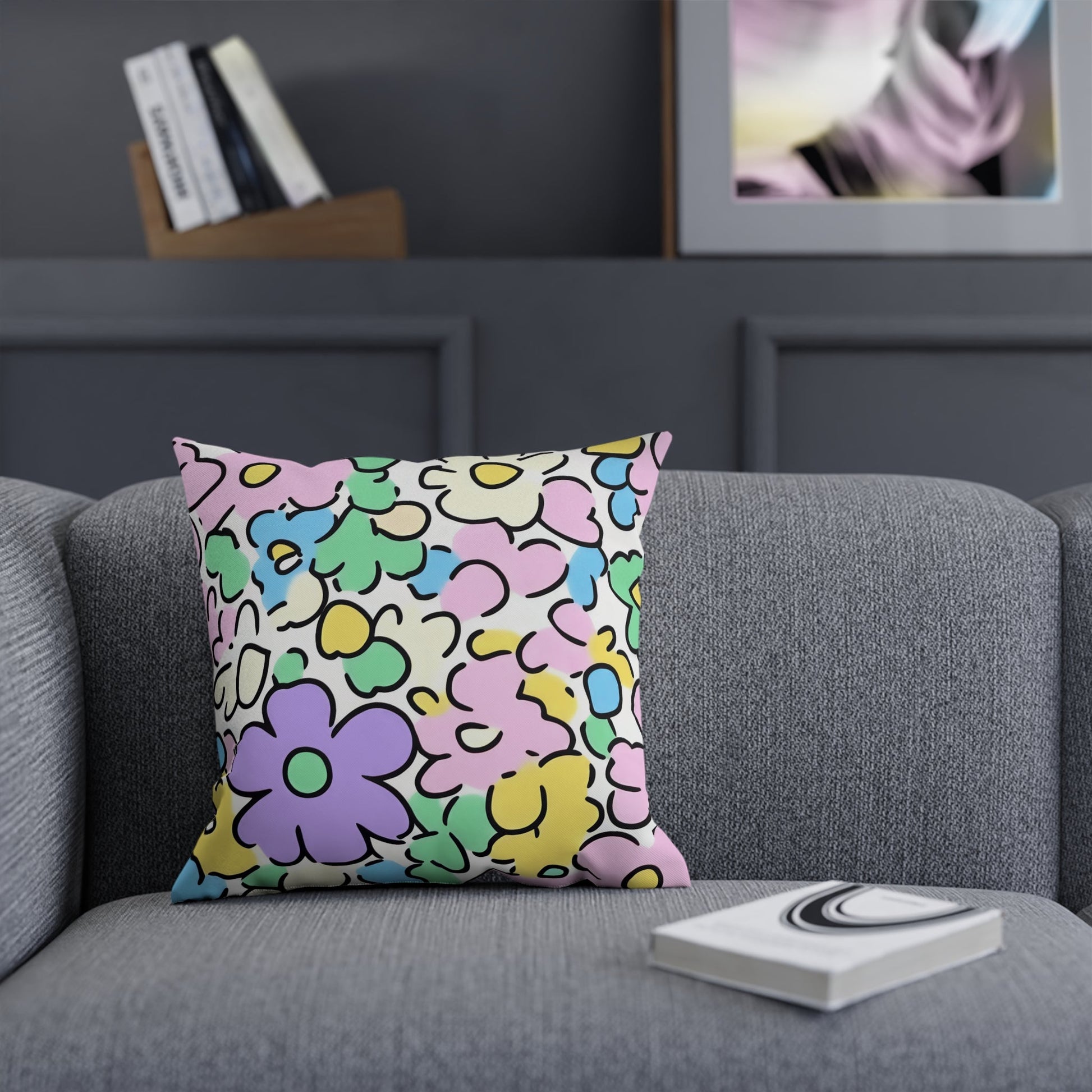 Pastel Floral Throw Pillow, Artsulli - Art is Long, Life is Short, Home Decor, , , , , , , 