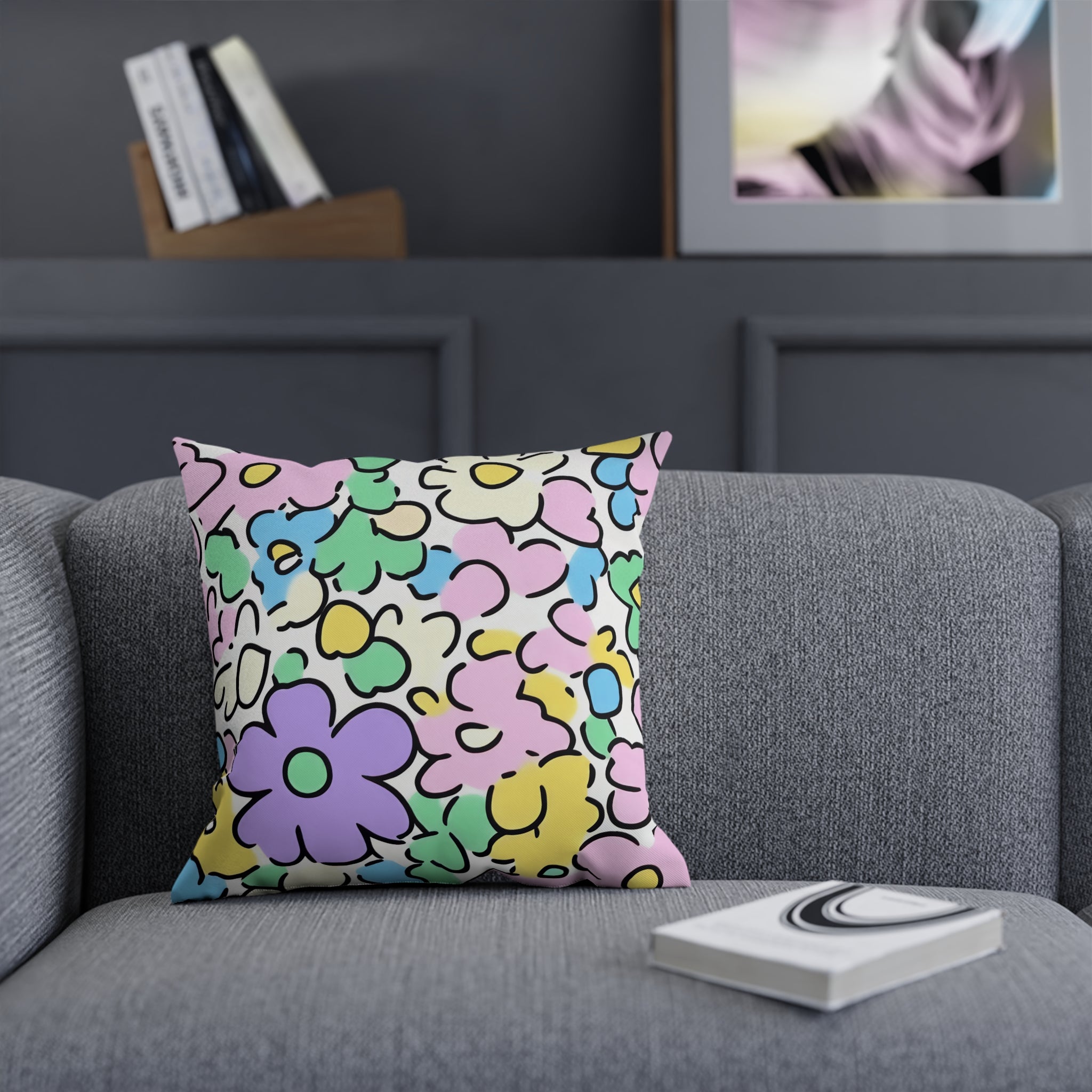 Pastel Floral Throw Pillow, Artsulli - Art is Long, Life is Short, Home Decor, , , , , , , 