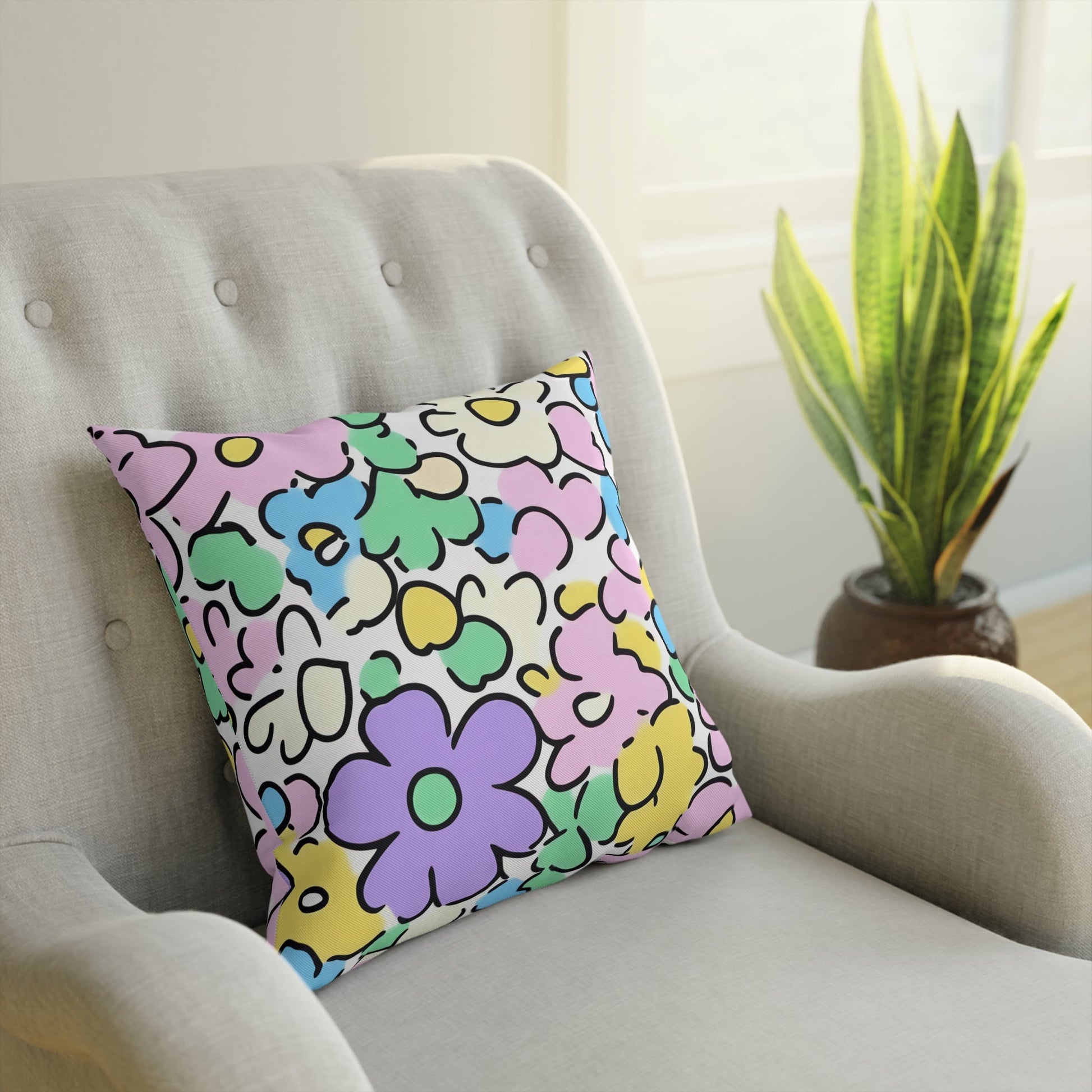 Pastel Floral Throw Pillow, Artsulli - Art is Long, Life is Short, Home Decor, , , , , , , 