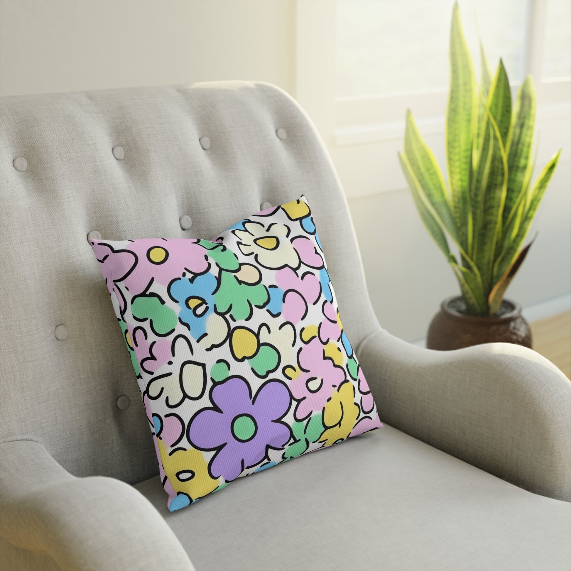 Pastel Floral Throw Pillow, Artsulli - Art is Long, Life is Short, Home Decor, , , , , , , 