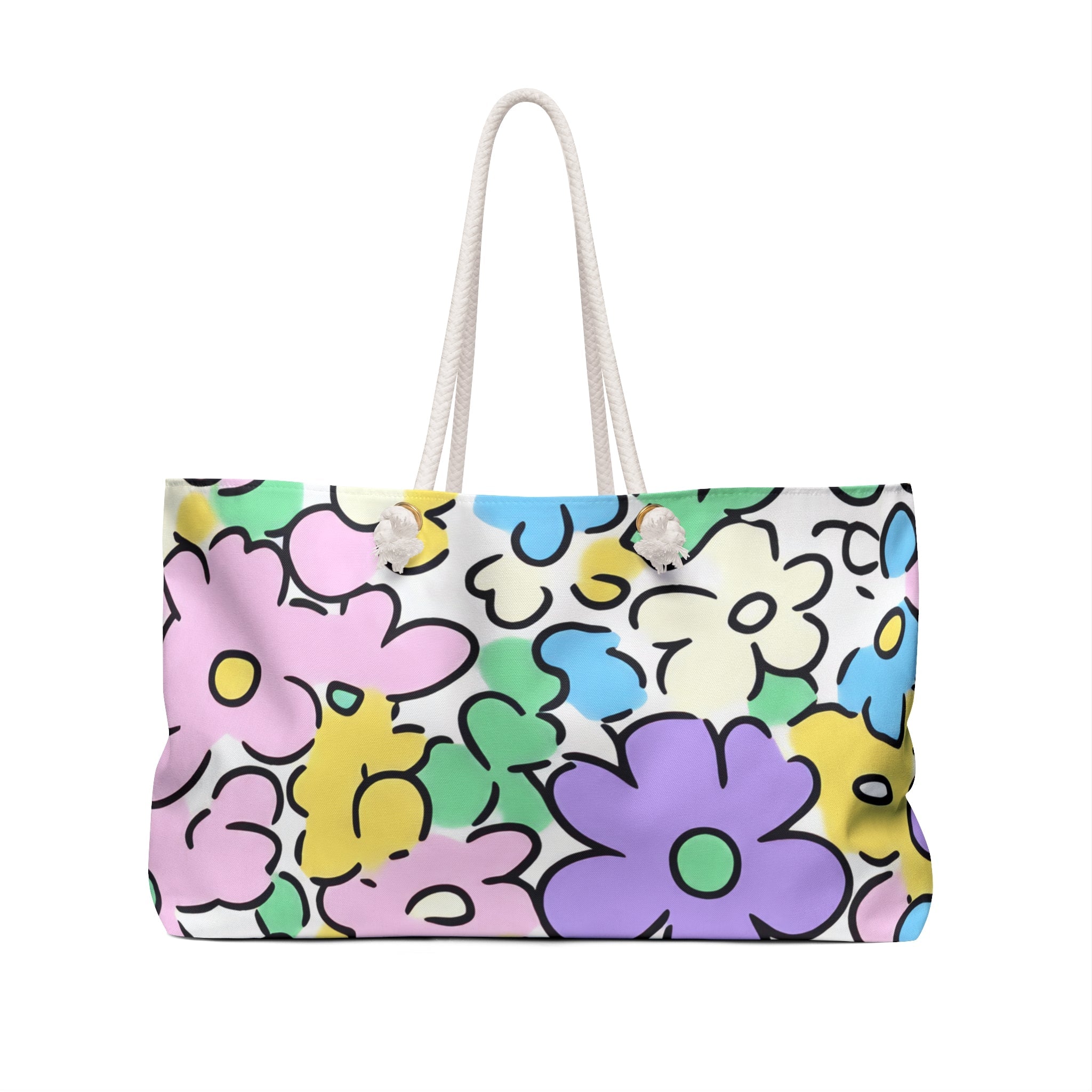 Pastel Floral Weekender Tote, Artsulli - Art is Long, Life is Short, Bags, , , , , , , 