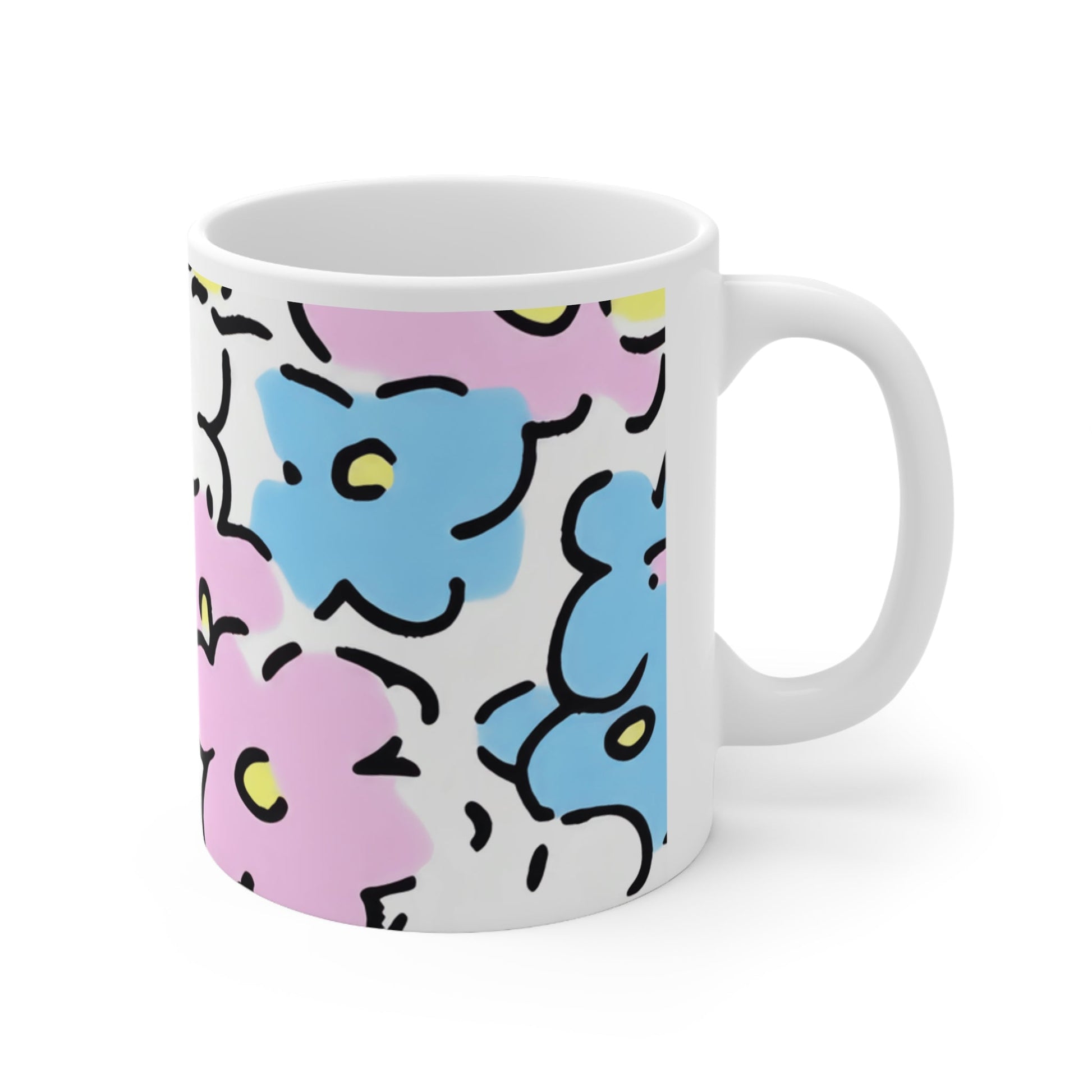 Pastel Floral White Mug, Artsulli - Art is Long, Life is Short, Mug, , , , , , , 