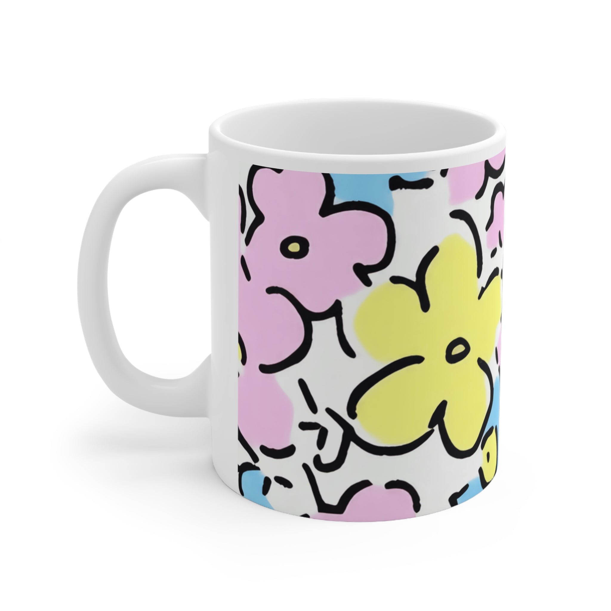 Pastel Floral White Mug, Artsulli - Art is Long, Life is Short, Mug, , , , , , , 