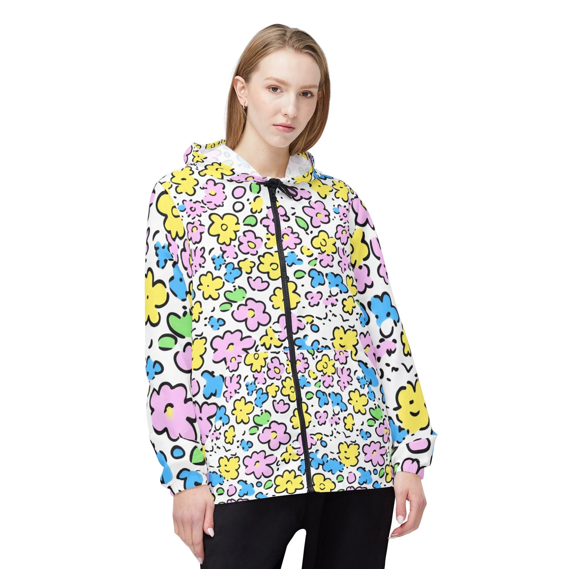 Pastel Floral Windbreaker Jacket, Artsulli - Art is Long, Life is Short, Outerwear, , , , , , , 